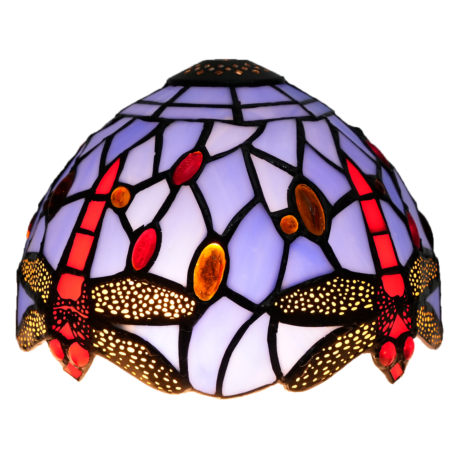 Blivuself Tiffany Lamp Shade 8 inch Blue Background Dragonfly Stained Glass Lamp Shade Handmade Vintage Art Deco Lampshades for Living Room Bedroom Restaurant, OFL165