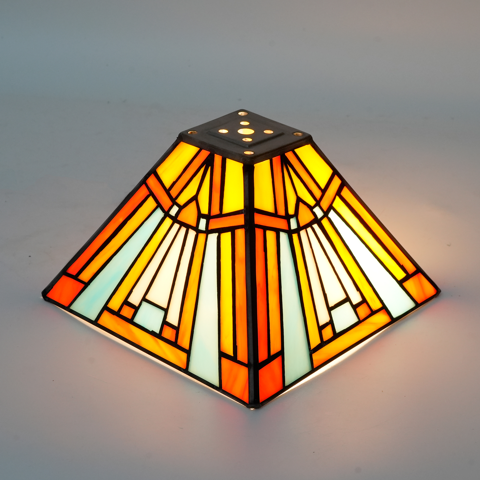 Blivuself Tiffany Lamp Shade 11 inch Pyramid Stained Glass Lamp Shade Handmade Vintage Art Deco Lampshades for Living Room Bedroom Restaurant, OFL181