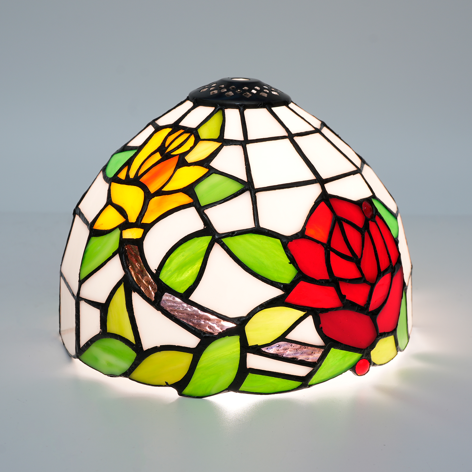 Blivuself Tiffany Lamp Shade 8 inch Two-color roses Stained Glass Lamp Shade Handmade Pastoral Art Deco Lampshades for Living Room Bedroom Restaurant, WX3008X