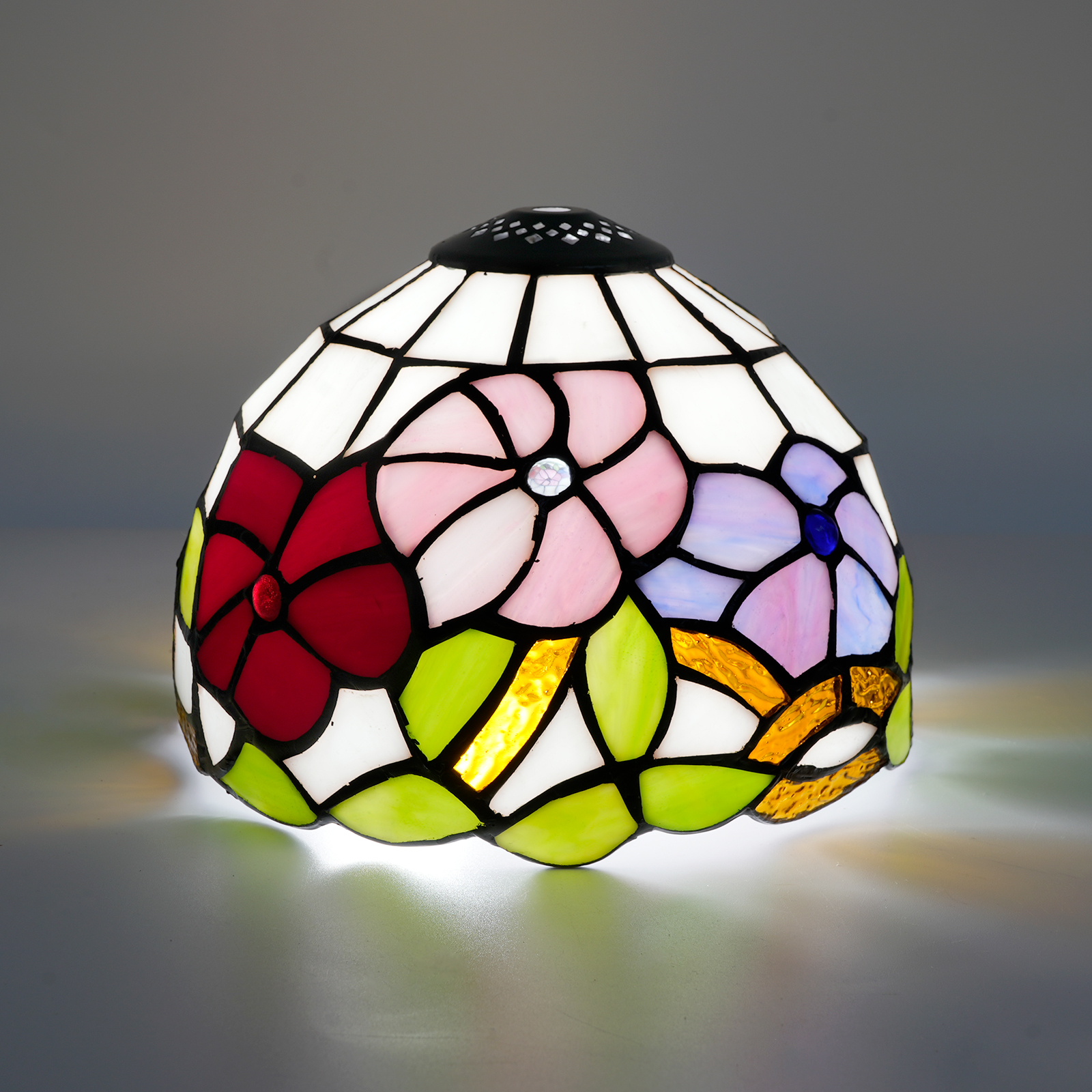 Blivuself Tiffany Lamp Shade 8 inch Three-color Morning Glory Stained Glass Lamp Shade Handmade Pastoral Art Deco Lampshades for Living Room Bedroom Restaurant, WX3014X