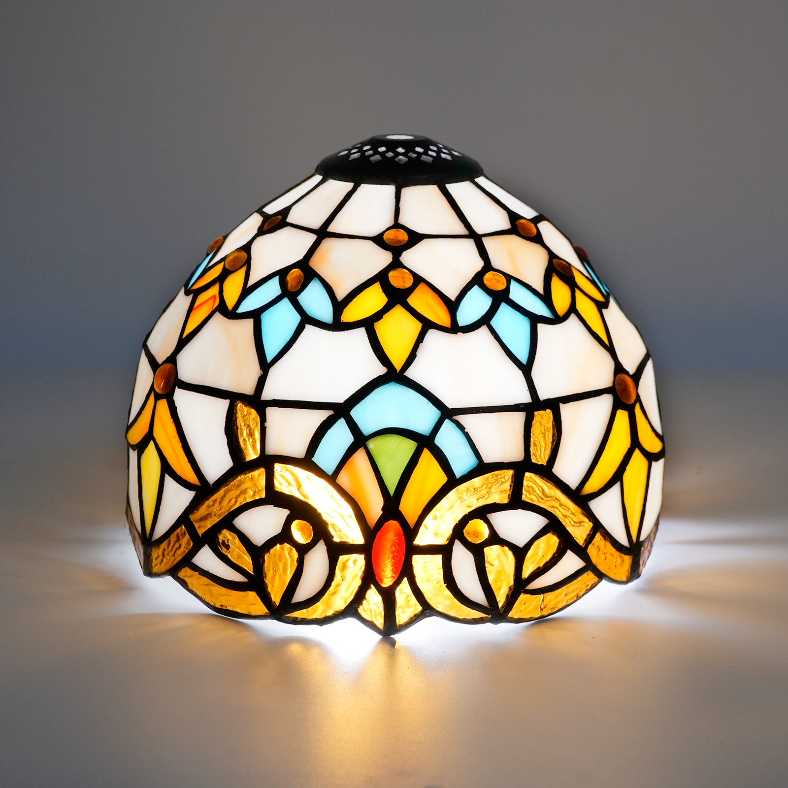 Blivuself Tiffany Lamp Shade 8 inch Baroque Stained Glass Lamp Shade Handmade Vintage Art Decor Small Opening Lampshades for Living Room Bedroom Restaurant, ZB6001X