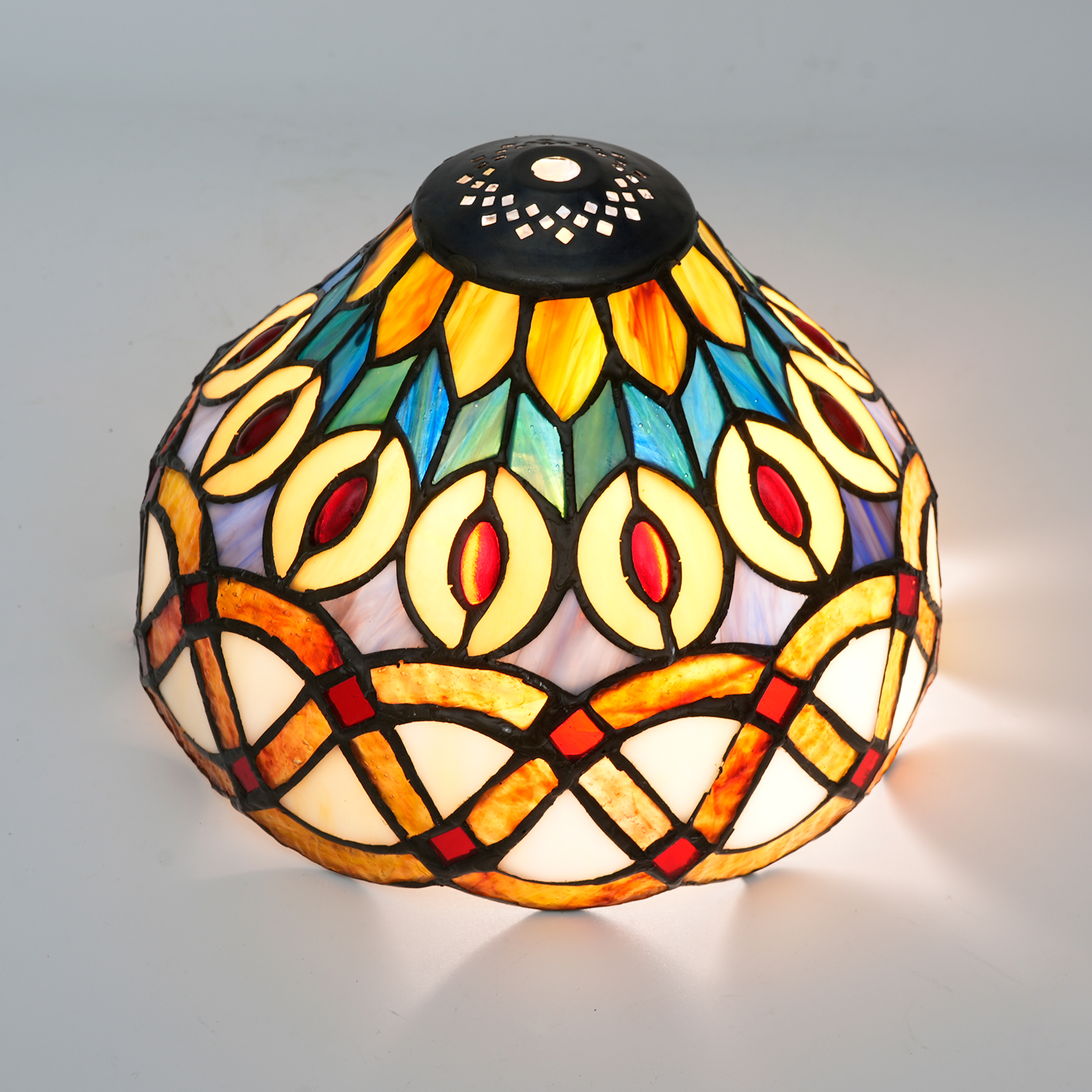Blivuself Tiffany Lamp Shade 8 inch Peacock Tail Stained Glass Lamp Shade Handmade Vintage Art Decor Small Opening Lampshades for Living Room Bedroom Restaurant, ZB6133X