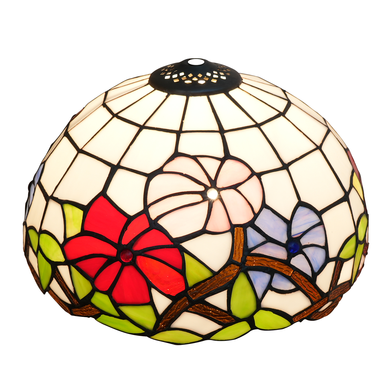 Blivuself Tiffany Lamp Shade 12 inch Tricolor Morning Glory Stained Glass Lamp Shade Art Home Decor Small Opening Lampshades for Living Room Bedroom Restaurant, OFL060