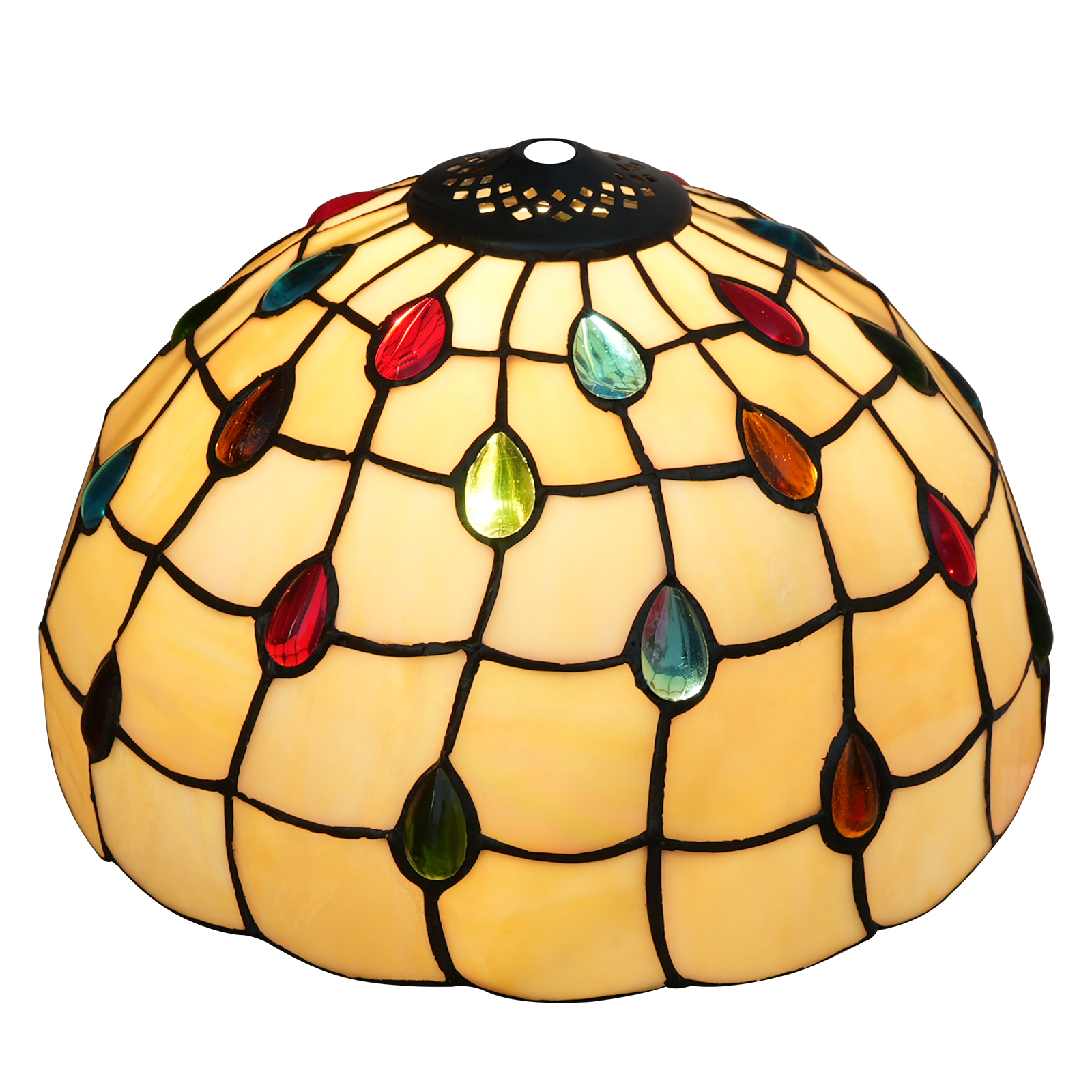 Blivuself Tiffany Lamp Shade 12 inch Colorful Beads Stained Glass Lamp Shade Art Home Decor Small Opening Lampshades for Living Room Bedroom Restaurant, OFL062
