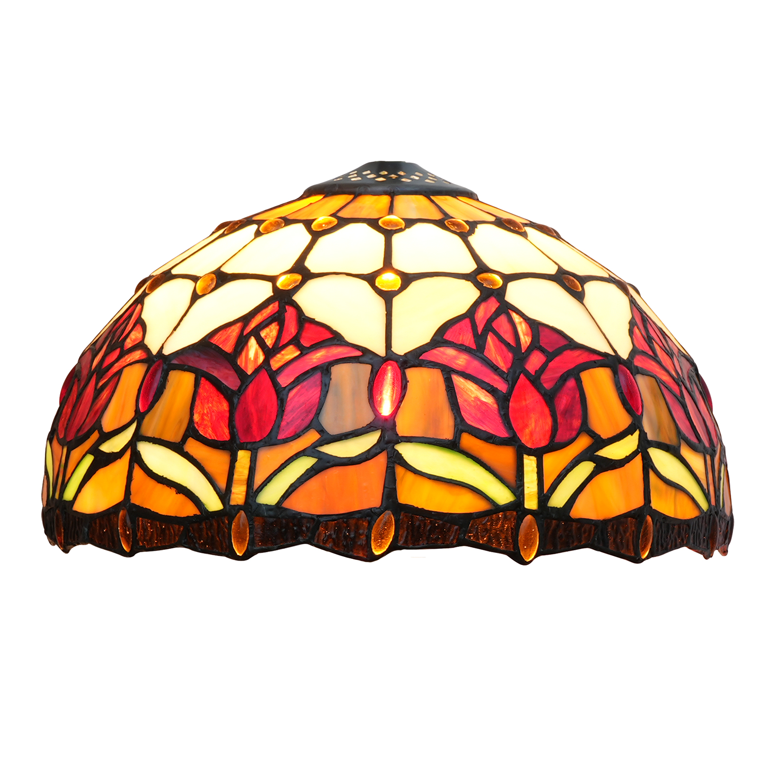 Blivuself Tiffany Lamp Shade 12 inch Red Tulip Stained Glass Lamp Shade Vintage Art Home Decor Small Opening Lampshades for Living Room Bedroom Restaurant, OFL070