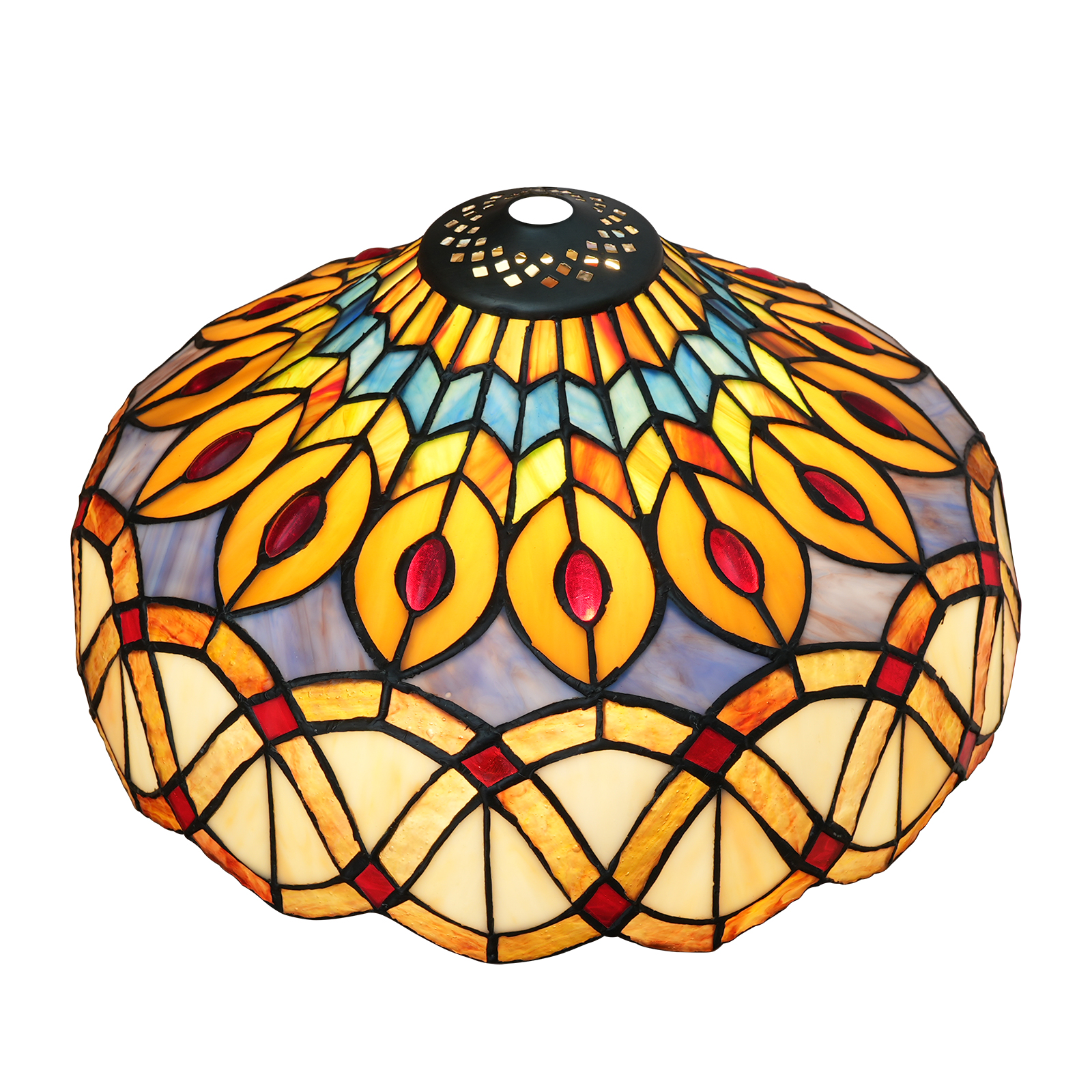 Blivuself Tiffany Lamp Shade 12 inch Peacock Feathers Stained Glass Lamp Shade Vintage Art Home Decor Small Opening Lampshades for Living Room Bedroom Restaurant, OFL071