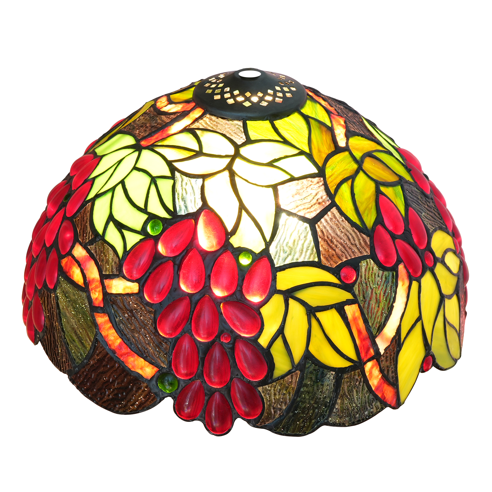 Blivuself Tiffany Lamp Shade 12 inch Harvest Grapes Stained Glass Lamp Shade Vintage Art Home Decor Small Opening Lampshades for Living Room Bedroom Restaurant, OFL078