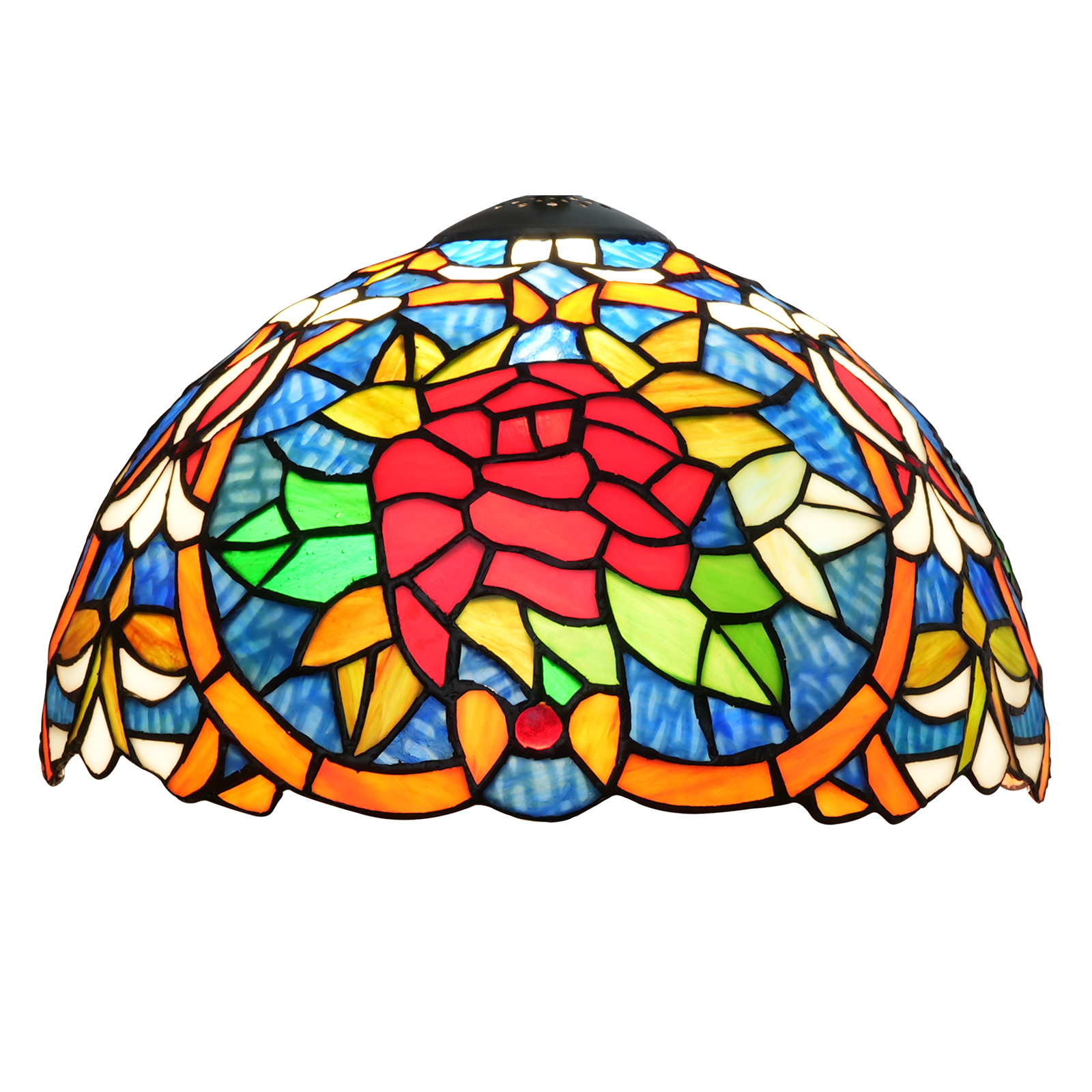 Blivuself Tiffany Lamp Shade 12 inch Red Roses Stained Glass Lamp Shade Vintage Art Home Decor Small Opening Lampshades for Living Room Bedroom Restaurant, OFL0101