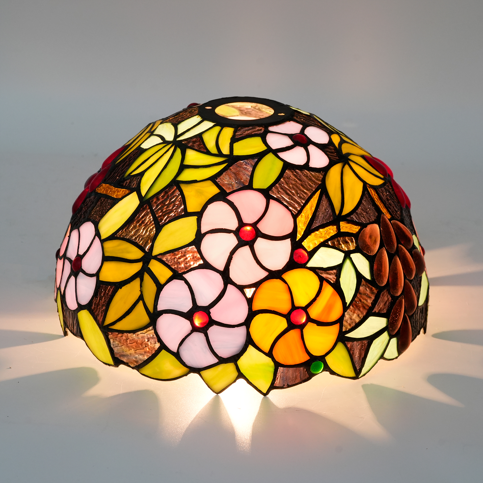 Blivuself Tiffany Lamp Shade 12 inch Tricolor Flowers Stained Glass Lamp Shade Art Home Decor Large Opening Lampshades for Living Room Bedroom Restaurant, WX3044