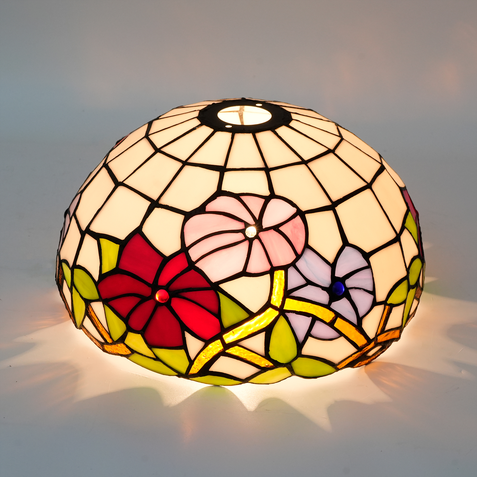 Blivuself Tiffany Lamp Shade 12 inch Tricolor Morning Glory Stained Glass Lamp Shade Art Home Decor Large Opening Lampshades for Living Room Bedroom Restaurant, WX3047