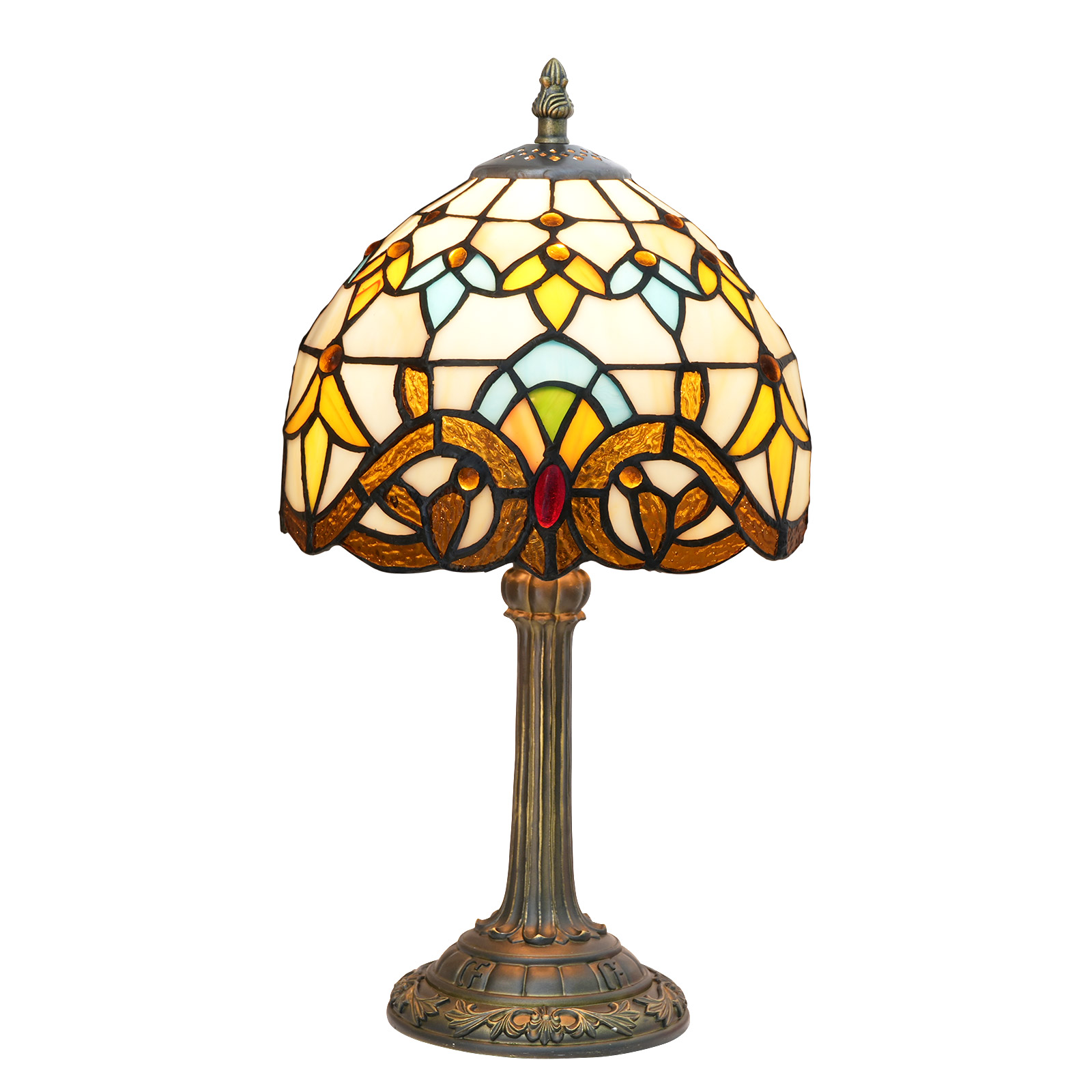 Blivuself Tiffany  Stained Glass Yellow Baroque  Table Lamp Bedroom Bedside Reading Lamp Office Dorm Bar Vintage Style Decor Unique Lovely Cottage 8 Inch Country Nightstand Lamp 8 Inches Baroque Desk  Table Lamp OFU984