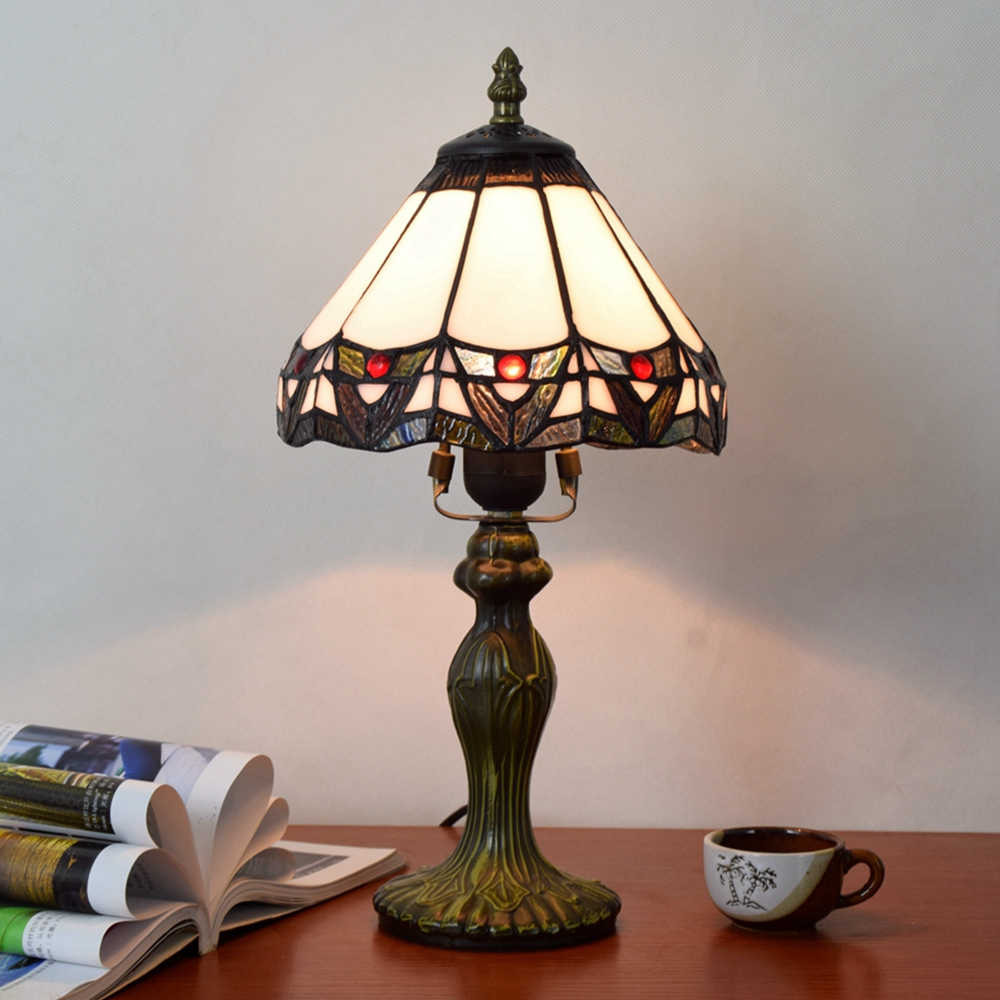 Blivuself Tiffany Style European And American Style Stained Glass Lamp 8 Inch White Roman Lamp Suitable For Bedroom Nightstand Study Reading Desk Lamp Kitchen Dormitory Office Cafe Corridor Library Bar Decoration Furniture Retro Unique Lovely Comfortable Living 8 Inch Roman Lamp OFT10016