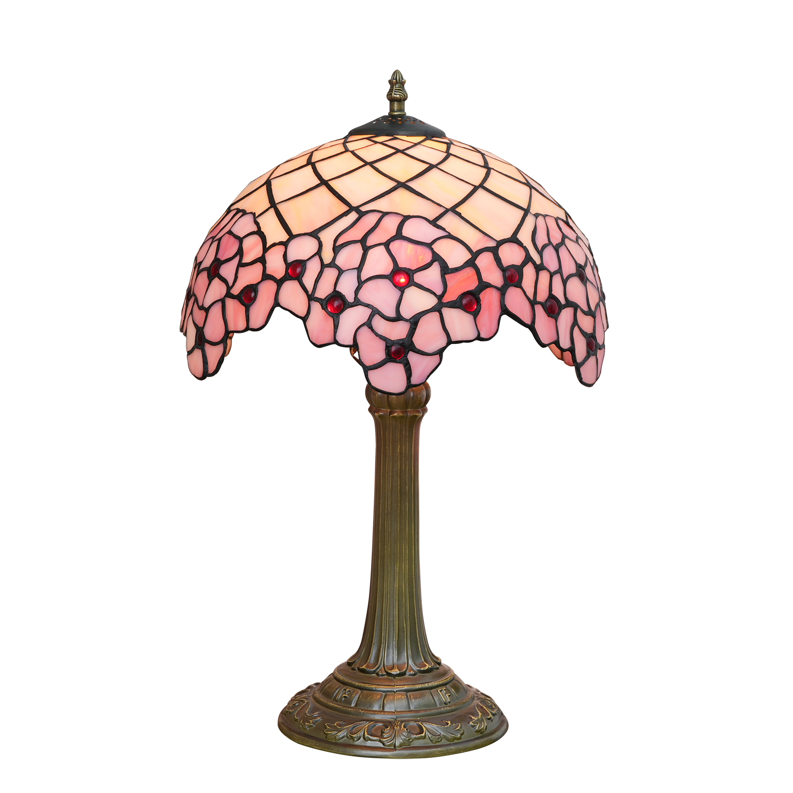 Blivuself Tiffany  Style Stained Glass Lamp Shade European And American Romantic Retro Style Pink Desk Lamp Pink Cherry 12-Inch Desk Lamp Eye Protection Desk Lamp Suitable For Decorating Living Room, Study, Bedroom Nightstand, Desk Lamp, Decorative Retro Glass Lamp Shade, Desk, Retro Glass Desk, Kitchen Furniture Decorated Cherry Lamp OFT972