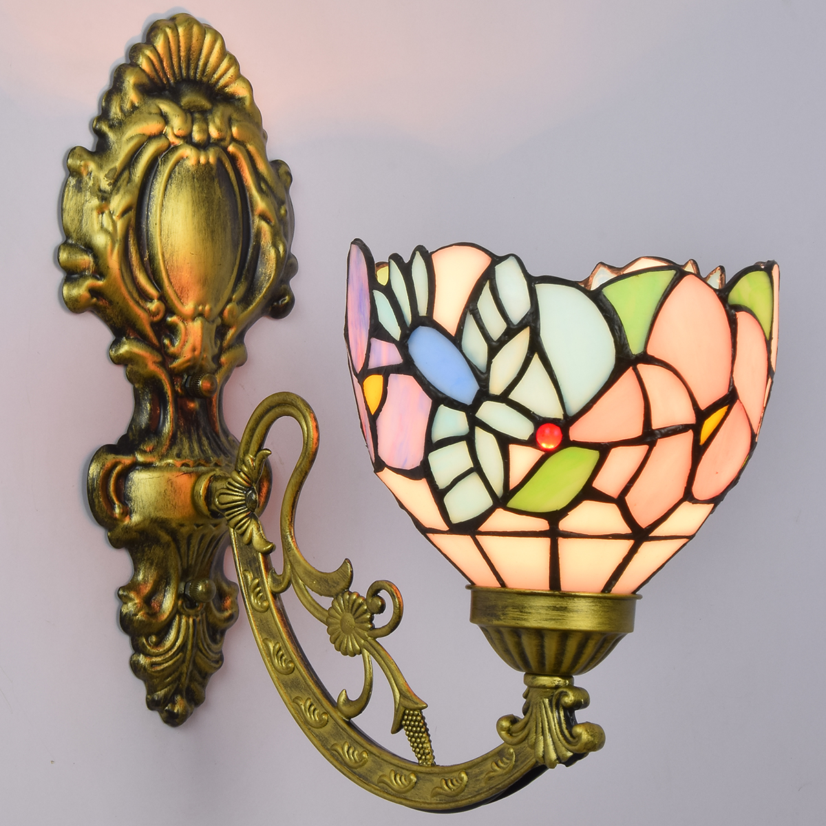 Blivuself Tiffany European Vintage Style Stained Glass 6-Inch Blue Hummingbird For Dining Room Bedroom Bed Wall Light Luxury Style Living Room Background Wall Passage Wall Light 6-Inch Bird - Single Head Corn Wall Light - Hummingbird OFW1037