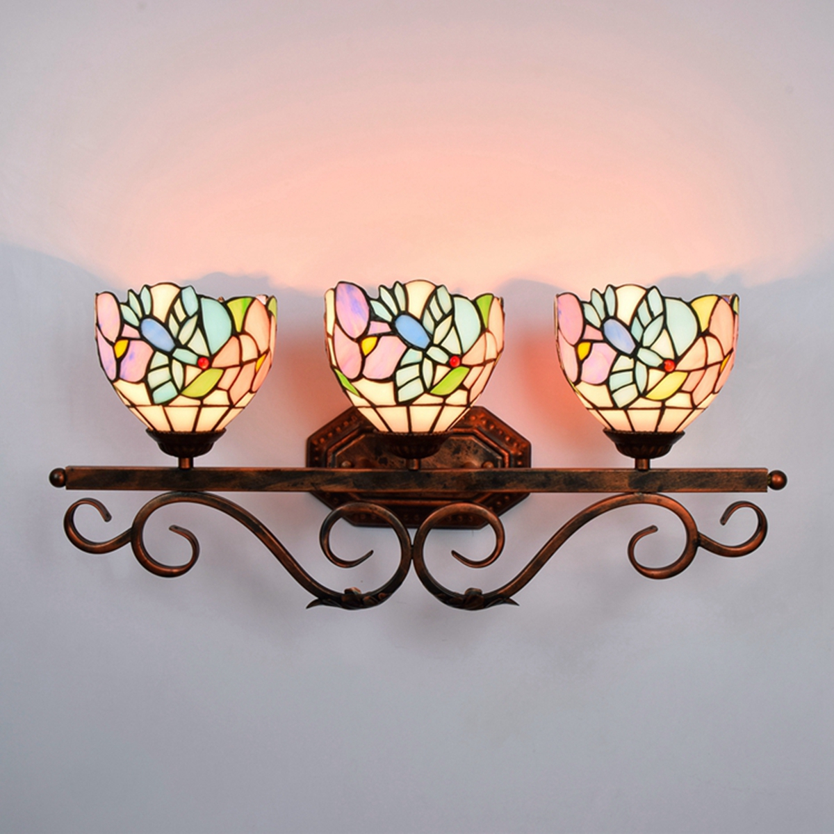 Blivuself Tiffany European Vintage Style Stained Glass 6-Inch Blue Hummingbird Pure Hand-Made Glass Lamp Shade Suitable For Dining Room Bedroom Bedside Wall Lamp Home Decoration Light Luxury Style Living Room Background Wall Passage Wall Lamp 6-Inch Bird - Three Red Bronze Wall Lamp - Hummingbird OFW1068