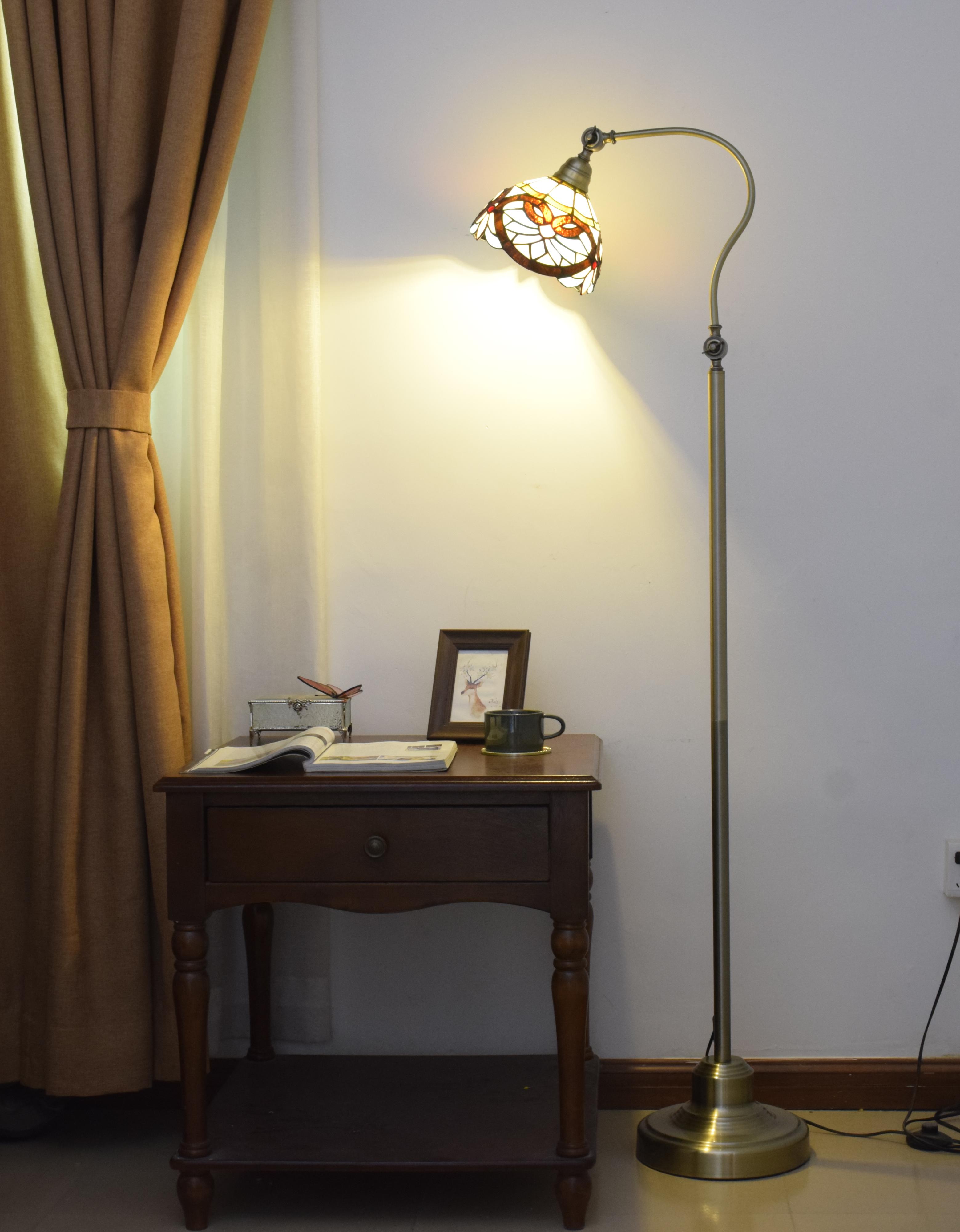 Blivuself Tiffany European Retro Style 8-Inch Blue Love Heart Pure Hand-Made Stained Glass Lampshade Metal Downward Floor Lamp Vertical Adjustable Light Reading Light Light Luxury Art Home Decoration Suitable For Bedroom Living Room Office Study Corridor Cafe 8-Inch Blue Love - Downward Floor Lamp OFCP1022