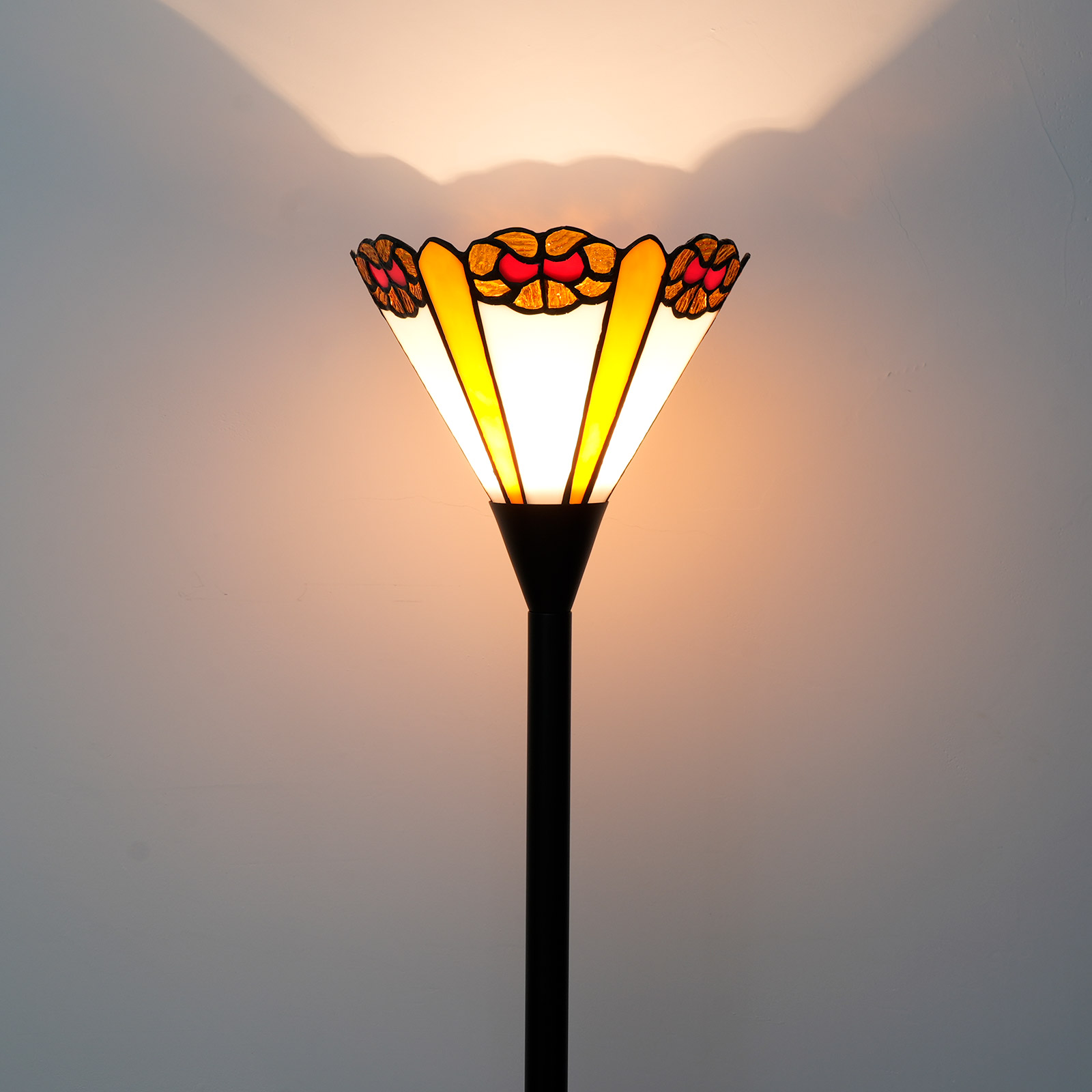 Blivuself Tiffany Floor Lamp Victorian Style Interior Lighting Reading European Vintage Home Decoration For Bedroom Living Room Office Study, Etc. 8-Inch Water Drop Flower Handmade Stained Glass Lamp Shade, 8-Inch Water Drop Flower - Black Sky Floor Lamp OCT06