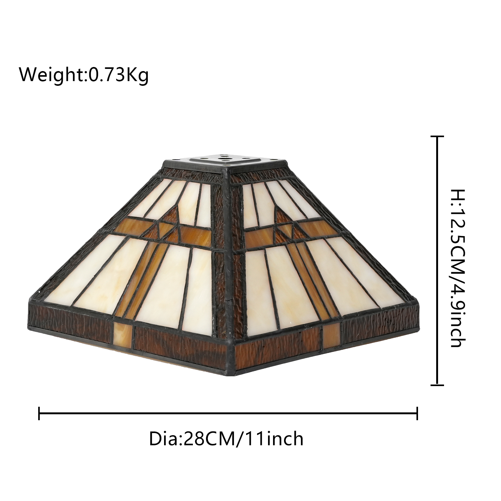 8 Inch Blivuself Tiffany Stained Glass Replacement Lampshade, Medieval Retro Style Coffee Color Square Design, Handmade Small Mouth Lampshade, Suitable For Table Lamp Chandelery Ceiling Lamp And Other Home Decoration Art (1pcs, Dz08008)