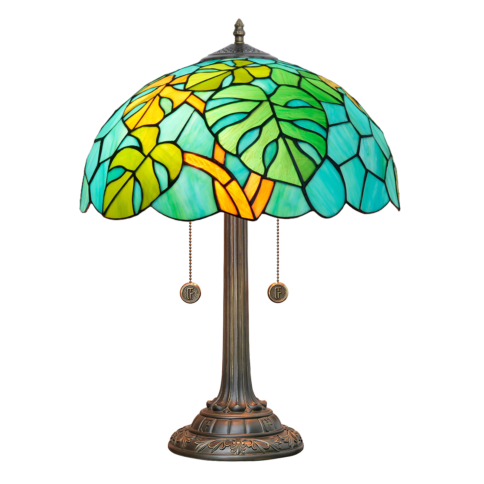 Blivuself Tiffany Stained Glass Table Lamp, Medieval Retro Style Monsteradeliciosa Liebm16-Inch Bedside Lamp, Suitable For Home Decoration Art In Bedrooms, Studies, Dining Rooms, Etc. (OFT1283)