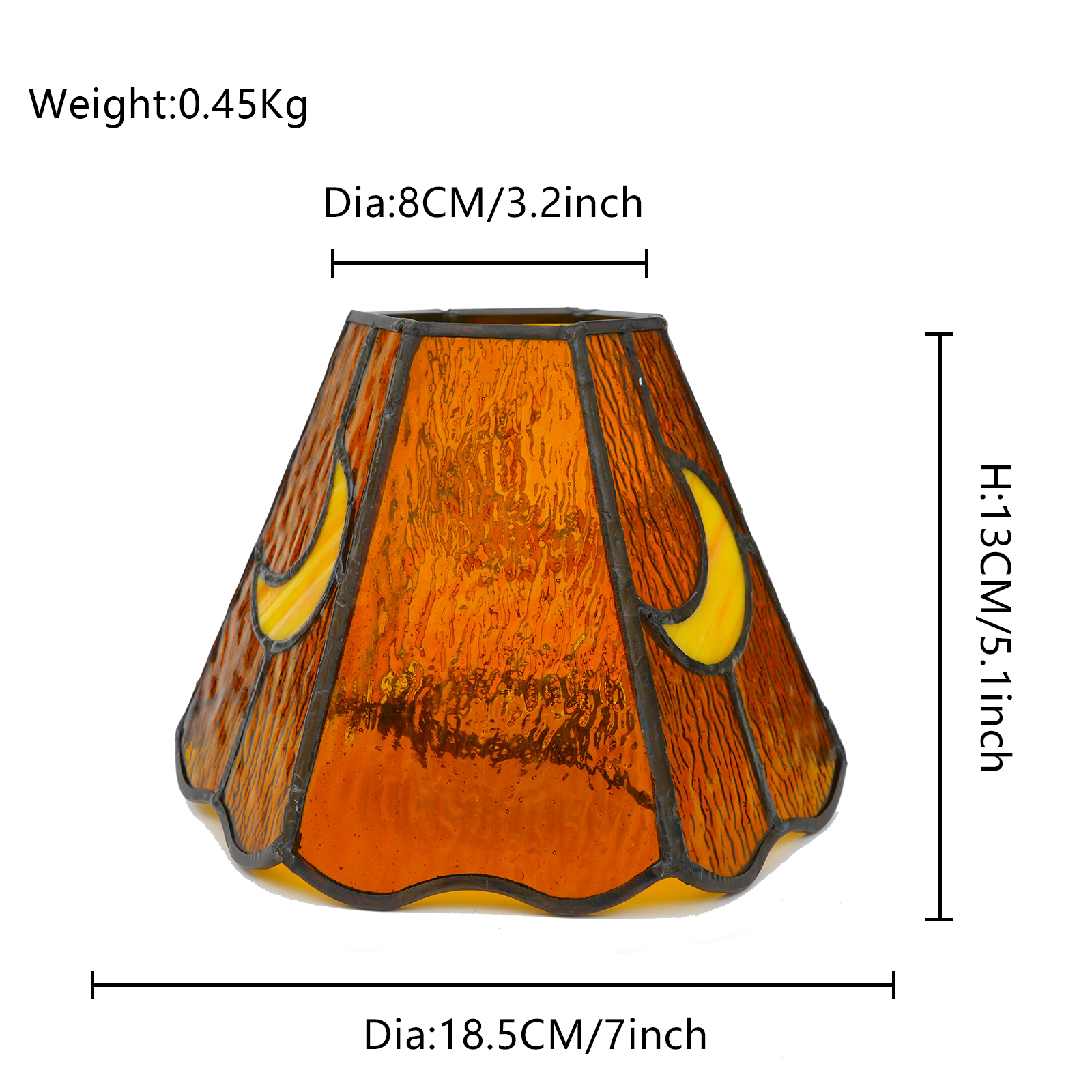 Blivuself Tiffany Style Lampshade, Handmade Stained Glass "Moon And Waves", Warm Colors (Brown, Yellow), Comfortable Lighting, Adapted Table Lamp Chandelier Wall Lamp And Other Home Decoration Art (ZB6120)