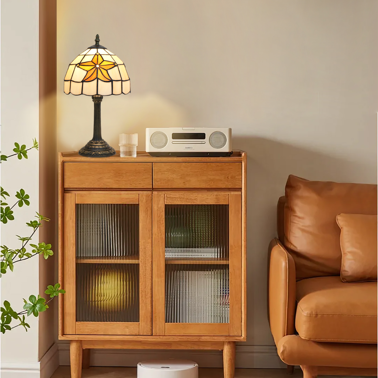 Blivuself Tiffany Style Orange Starfish Table Lamp, Lighting Up Romance, Bringing Ocean Fairy Tales Home. Handcrafted 8-Inch Stained  Glass Lampshade, Suitable For Dormitory, Bedroom Desk And Other Home Decoration Art（OFU1242）