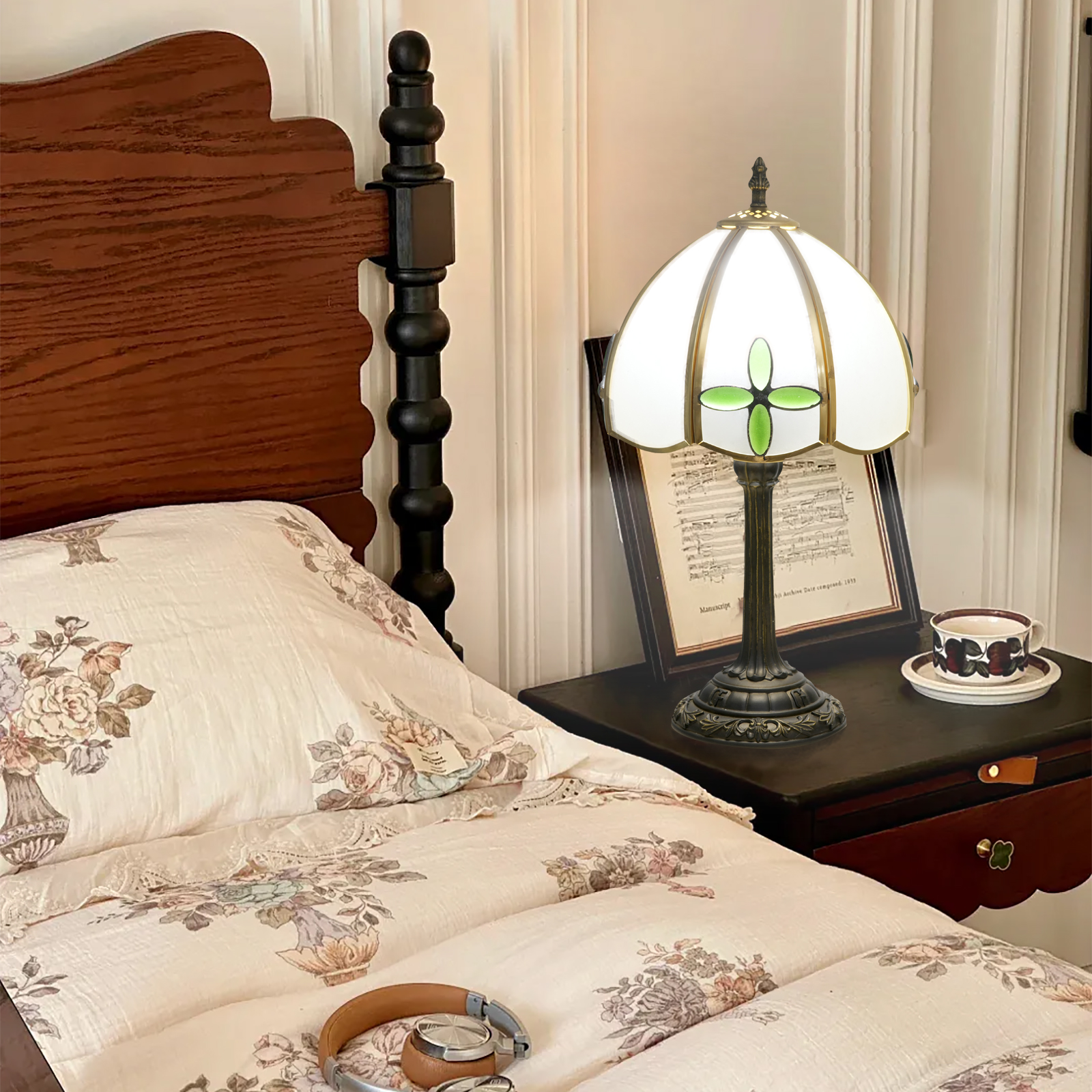 Blivuself Tiffany Frosted Copper Table Lamp, 8-Inch Transparent Stained Glass Design, Suitable For The Bedside Of Bedrooms And Dormitories, Brightening Up The Romantic Corner Of The Home And Creating A Cozy Little Home!（OFU1256）