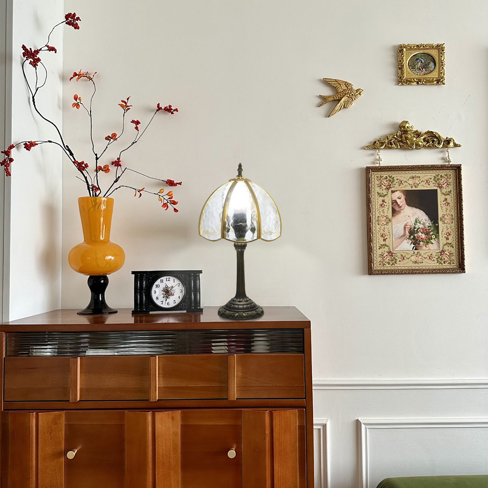 Blivuself Tiffany Clear Light Copper Table Lamp, 8-Inch Transparent Stained  Glass Design, Suitable For Bedroom And Dormitory Headboards, Brightening Up The Romantic Corner Of The Home And Creating A Cozy Little Home!(OFU1257)