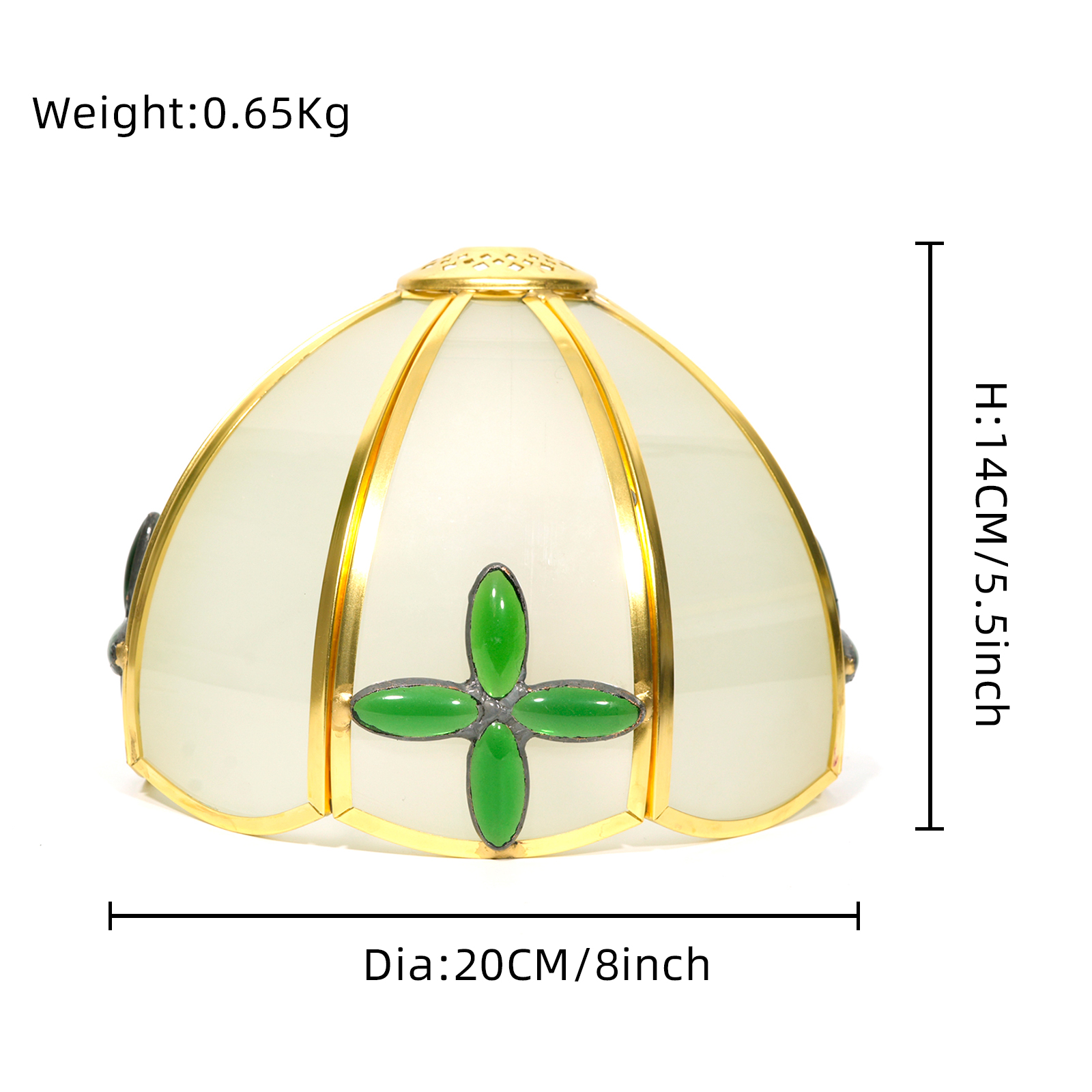 Blivuself Tiffany Stained Glass Lampshade, 8-Inch Frosted Transparent Handcrafted Item, Small Hole Replacement Design, Suitable For Home Decoration Art Such As Table Lamps And Chandeliers（White，DZ08035X）