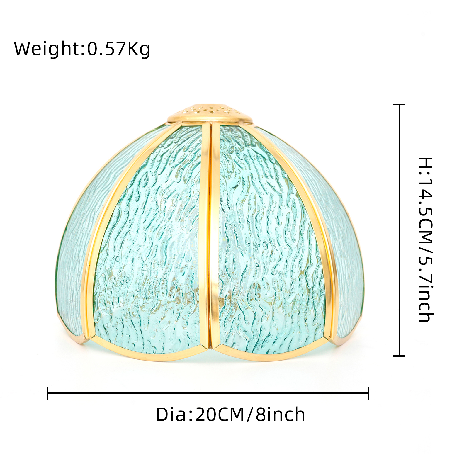 Blivuself Tiffany Stained Glass Lampshade, 8-Inch Sky Blue Water Pattern Handcrafted Item, Small Hole Replacement Design, Suitable For Home Decoration Art Such As Table Lamps And Chandeliers（DZ08036X）