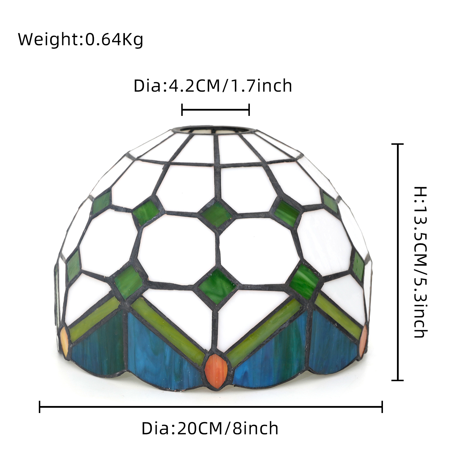 Blivuself Tiffany Stained Glass Replacement Lampshade, 8-Inch Green Field Starlight Lampshade, Handcrafted Large-Hole Handicrafts, Suitable For Ceiling Lamps, Wall Lamps, Chandeliers And Other Home Decoration Art（DZ08051D）