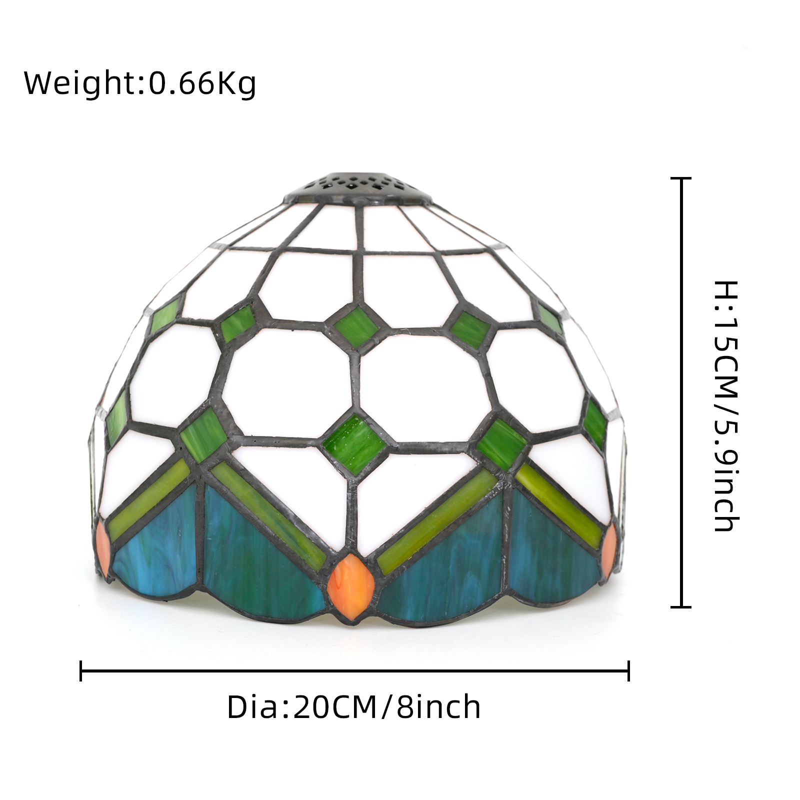 Blivuself Tiffany Stained Glass Replacement Lampshade, 8-Inch Green Field Starlight Lampshade, Handcrafted Small Hole Handicrafts, Suitable For Home Decoration Art Such As Table Lamps And Chandeliers（DZ08051X）