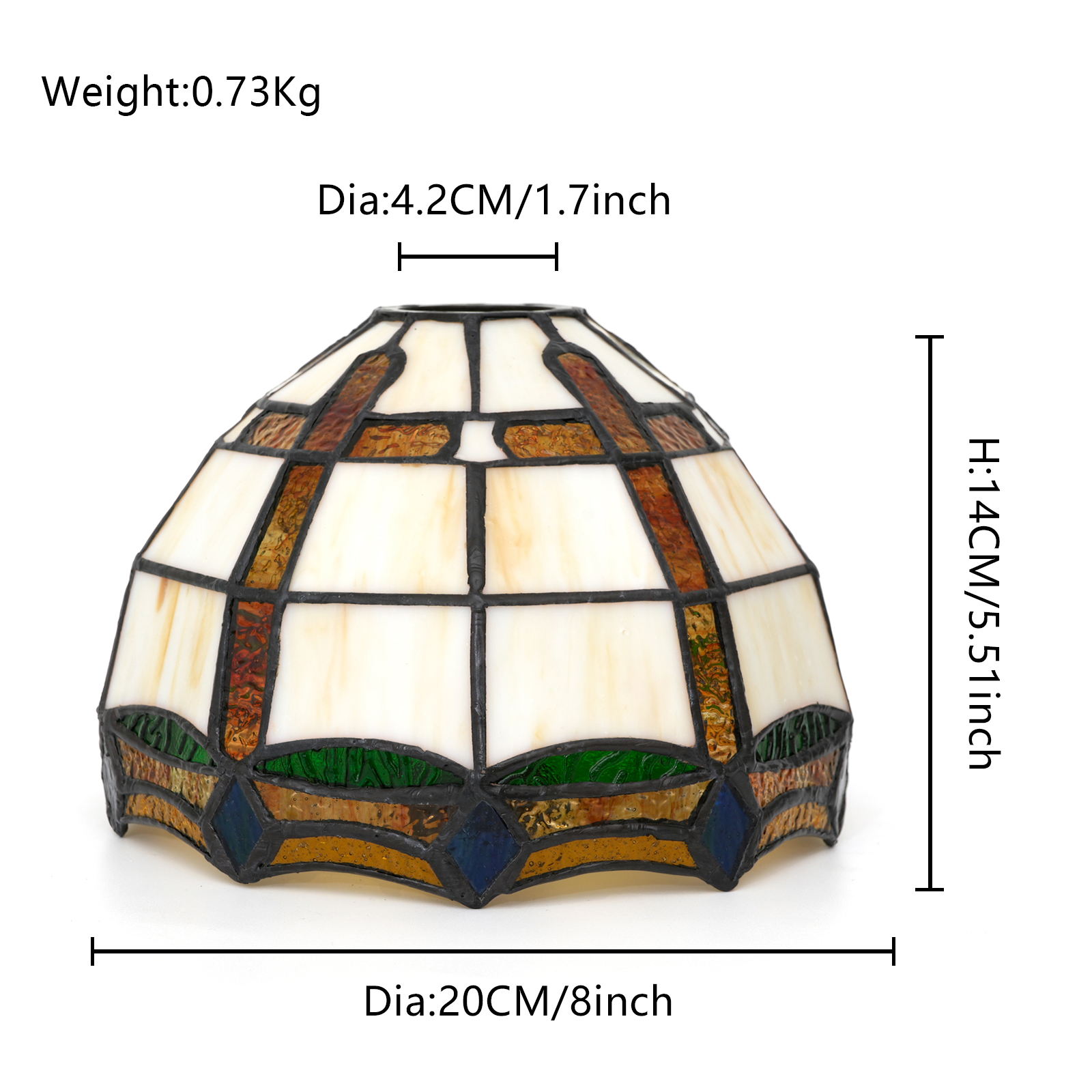 Blivuself Tiffany Stained Glass Replacement Lampshade,8-Inch Light Brown Cross Lampshade, Handcrafted Large-Hole Handicrafts, Suitable For Ceiling Lamps, Wall Lamps, Chandeliers And Other Home Decoration Arts（DZ08054D）