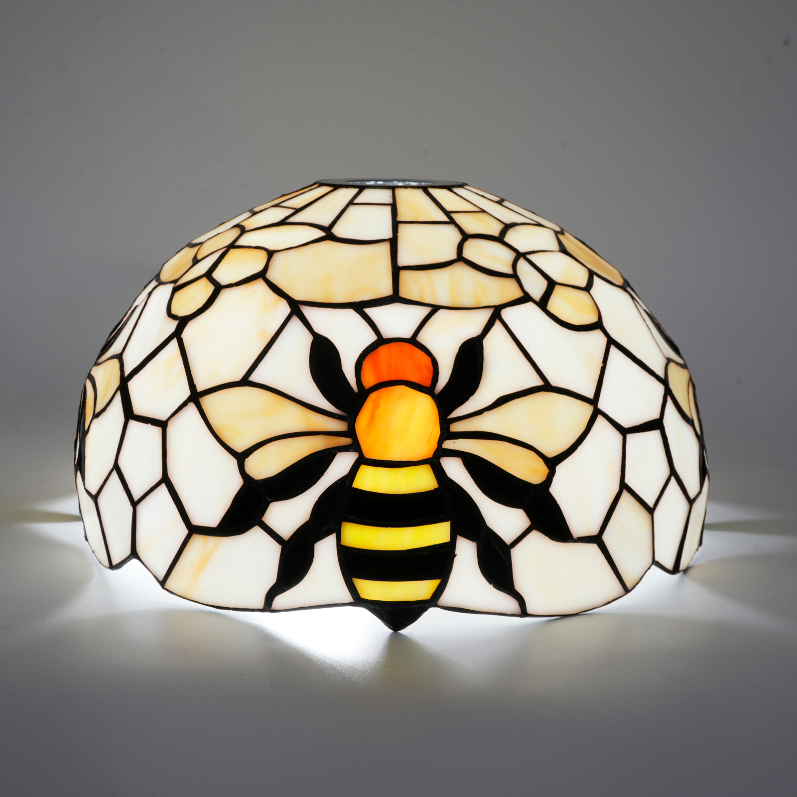 Blivuself Tiffany Stained Glass Replacement Lampshade，12-Inch Country Yellow Little Bee, Handcrafted Large Hole Design, Suitable For Table Lamps, Floor Lamps, Chandeliers And Home Decoration (1pcs, White Background)DZ12024D