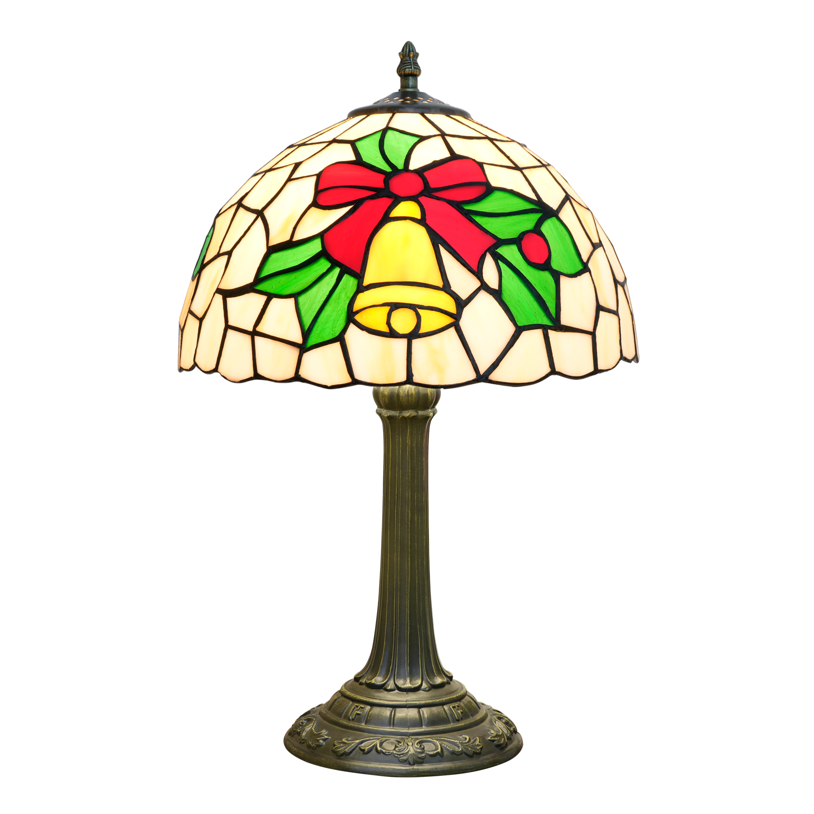 Blivuself Tiffany Stained Glass Table Lamp,12-Inch Christmas Festive Atmosphere Decorative Handcrafted Art, Suitable For Bedrooms, Dormitories, Living Rooms, Etc. (Yellow Bell)OFT1333