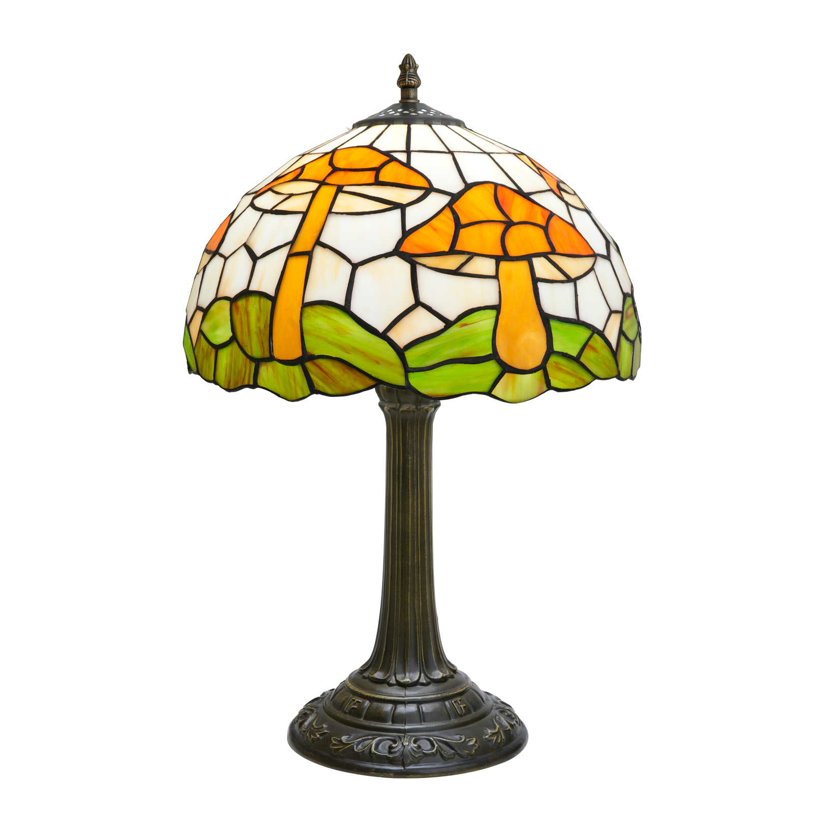 Blivuself Tiffany Stained Glass Table Lamp,12-Inch Fairy Tale Dream Adventure Mushroom Pattern Decorated With Handcrafted Art, Suitable For Bedrooms, Dormitories, Living Rooms, Etc. (Brown)OFT1335