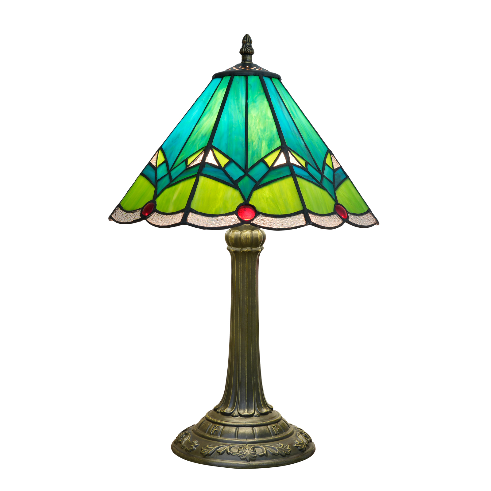 Blivuself Tiffany Stained Glass Table Lamp,12-Inch Retro-Style Cyan Umbrella-Shaped Handcrafted Art, Suitable For Home Decoration Art In Bedrooms, Dormitories, Living Rooms, Etc（OFT1336）