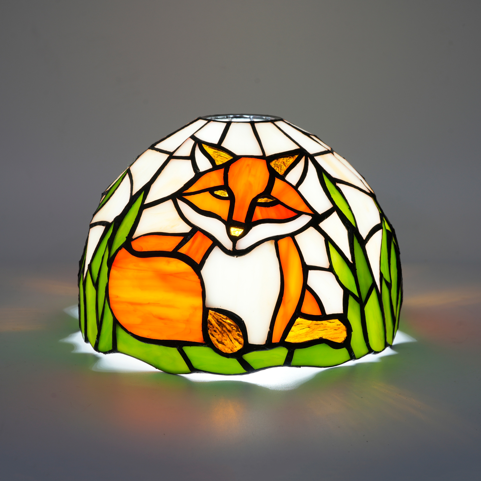 Blivuself Tiffany Lampshade 8 Inch Stained Glass Lampshade Orange Fox Vintage Handmade Large Mouth Replacement Lampshade Suitable For Wall Lamp Chandelier Bedroom Dormitory Living Room And Other Classical Art Home Decoration DZ08056D