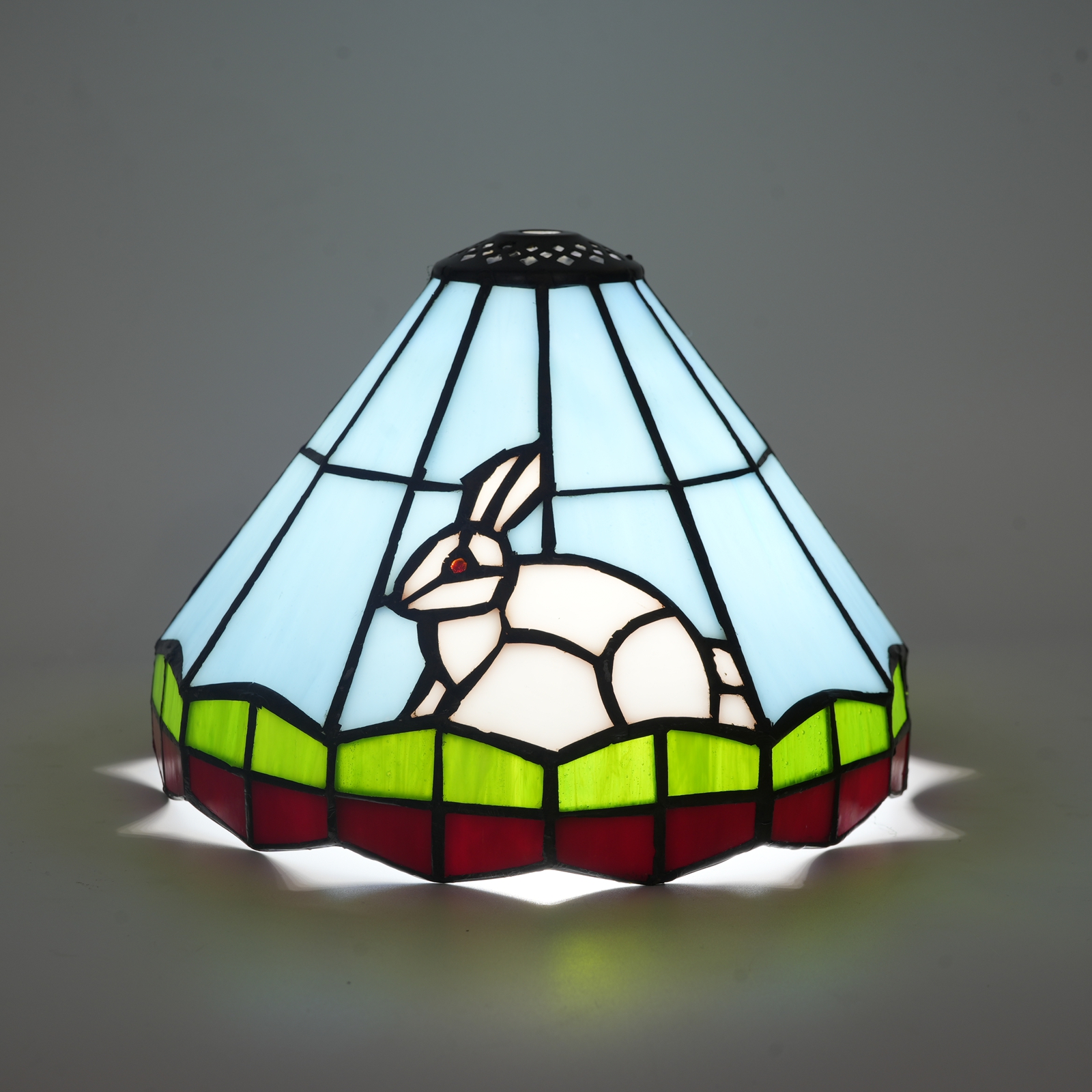 Blivuself Tiffany Lampshade 8 Inch Stained Glass Lampshade Blue Rabbit Vintage Handmade Small Mouth Replacement Lampshade Suitable For Table Lamp Chandelier Bedroom Dormitory Living Room And Other Classical Art Home Decoration DZ08057X