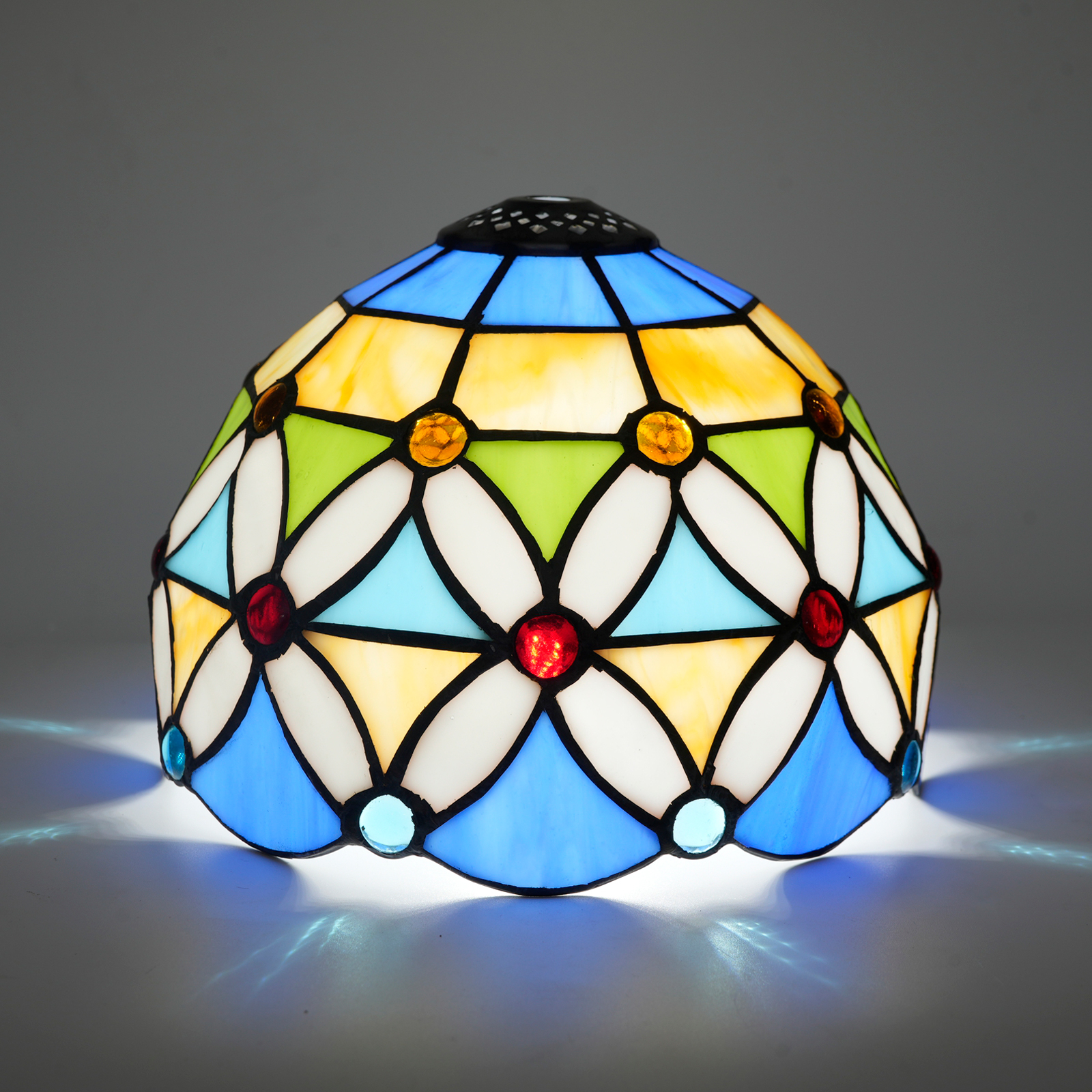 Blivuself Tiffany Lampshade 8 Inch  Stained Glass Lampshade Beads Woven Vintage Handmade Small Mouth Replacement Lampshade Suitable For Table  Lamp Chandelier Bedroom Dormitory Living Room And Other Classical Art Home Decoration DZ08062X