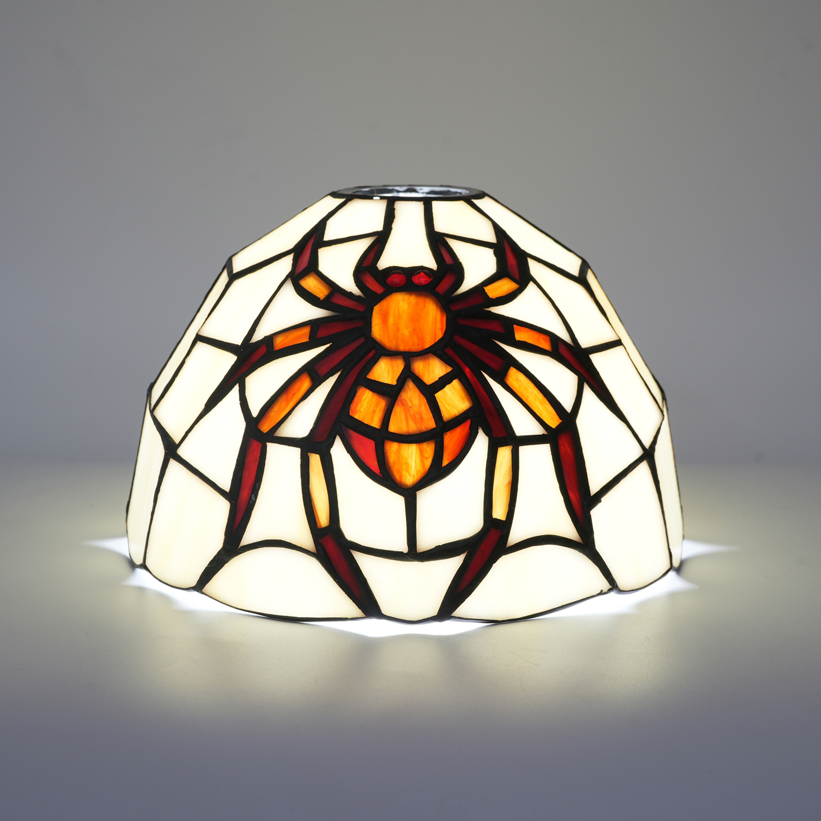 Blivuself Tiffany Lampshade 8-Inch Stained-Glass Lampshade Red Orange Spider Retro Handcrafted Large-Mouth Replacement Lampshade Suitable For Table Lamp Chandelier Bedroom Dormitory Living Room And Other Classical Art Home Decoration DZ08069D