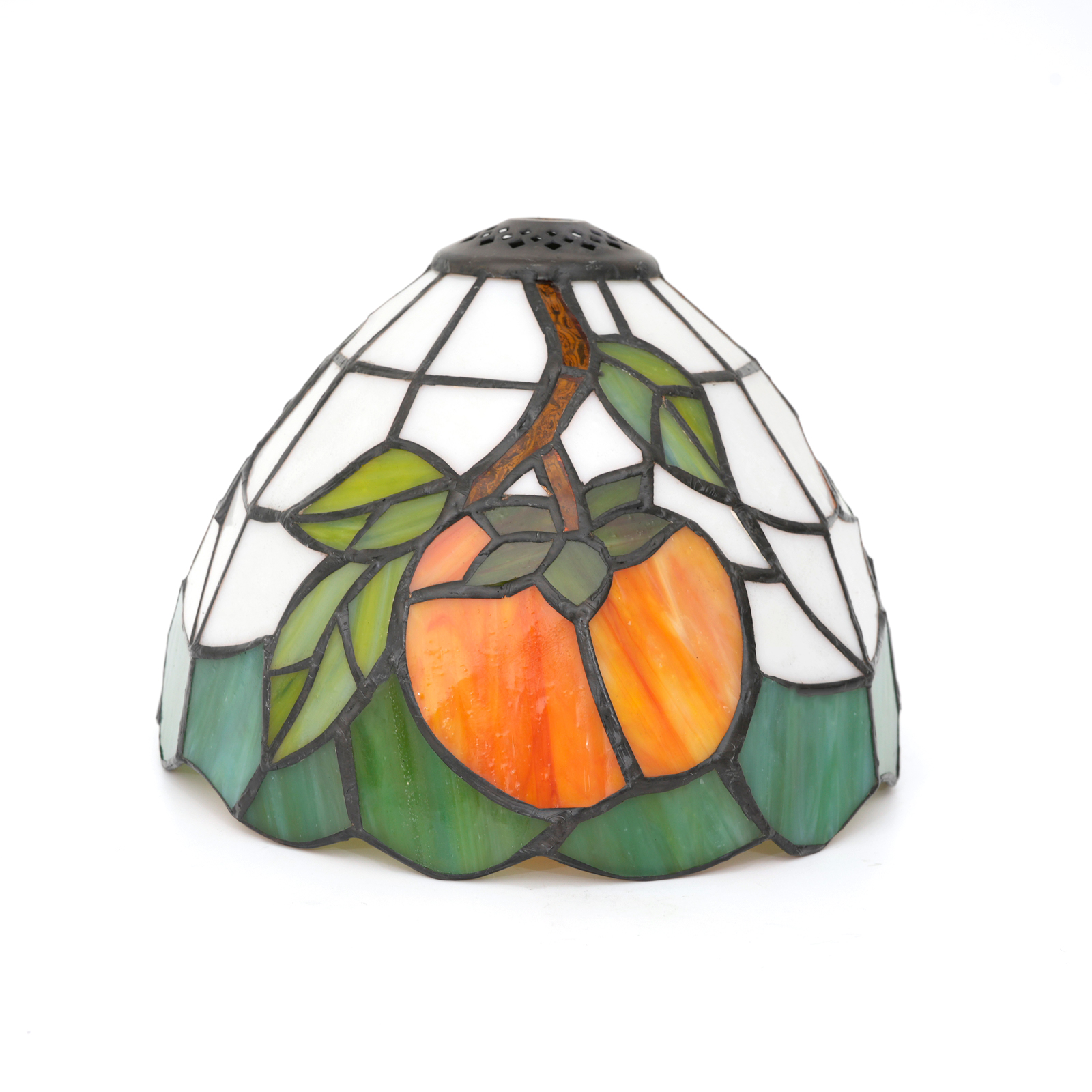 Blivuself Tiffany Lampshade 8 Inch Stained Glass Lampshade Orange Persimmon Vintage Handmade Small Mouth Replacement Lampshade Suitable For Table Lamp Chandelier Bedroom Dormitory Living Room And Other Classical Art Home Decoration DZ08074X