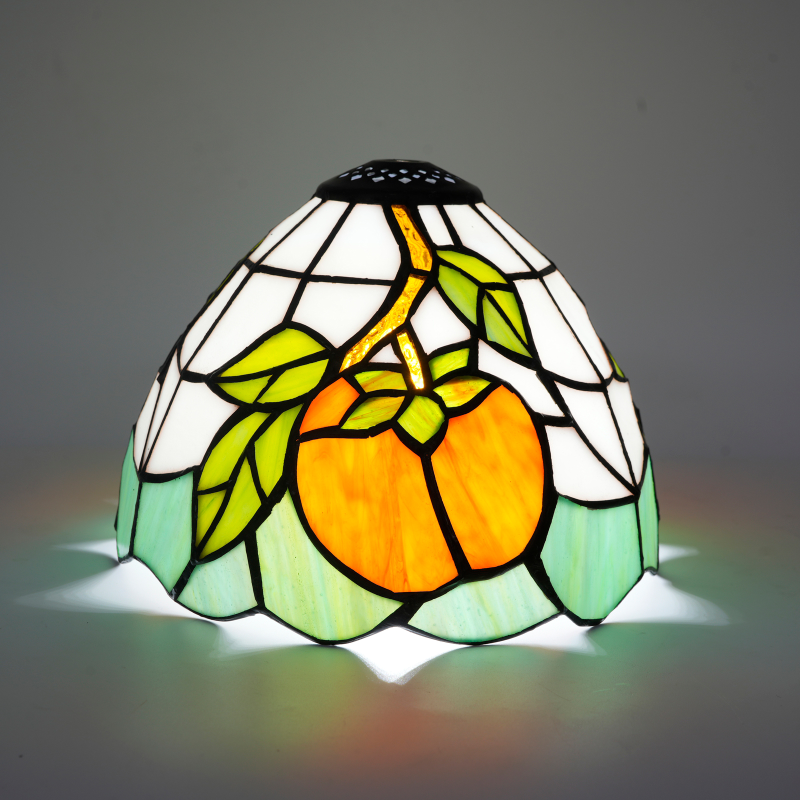 Blivuself Tiffany Lampshade 8 Inch Stained Glass Lampshade Orange Persimmon Vintage Handmade Small Mouth Replacement Lampshade Suitable For Table Lamp Chandelier Bedroom Dormitory Living Room And Other Classical Art Home Decoration DZ08074X