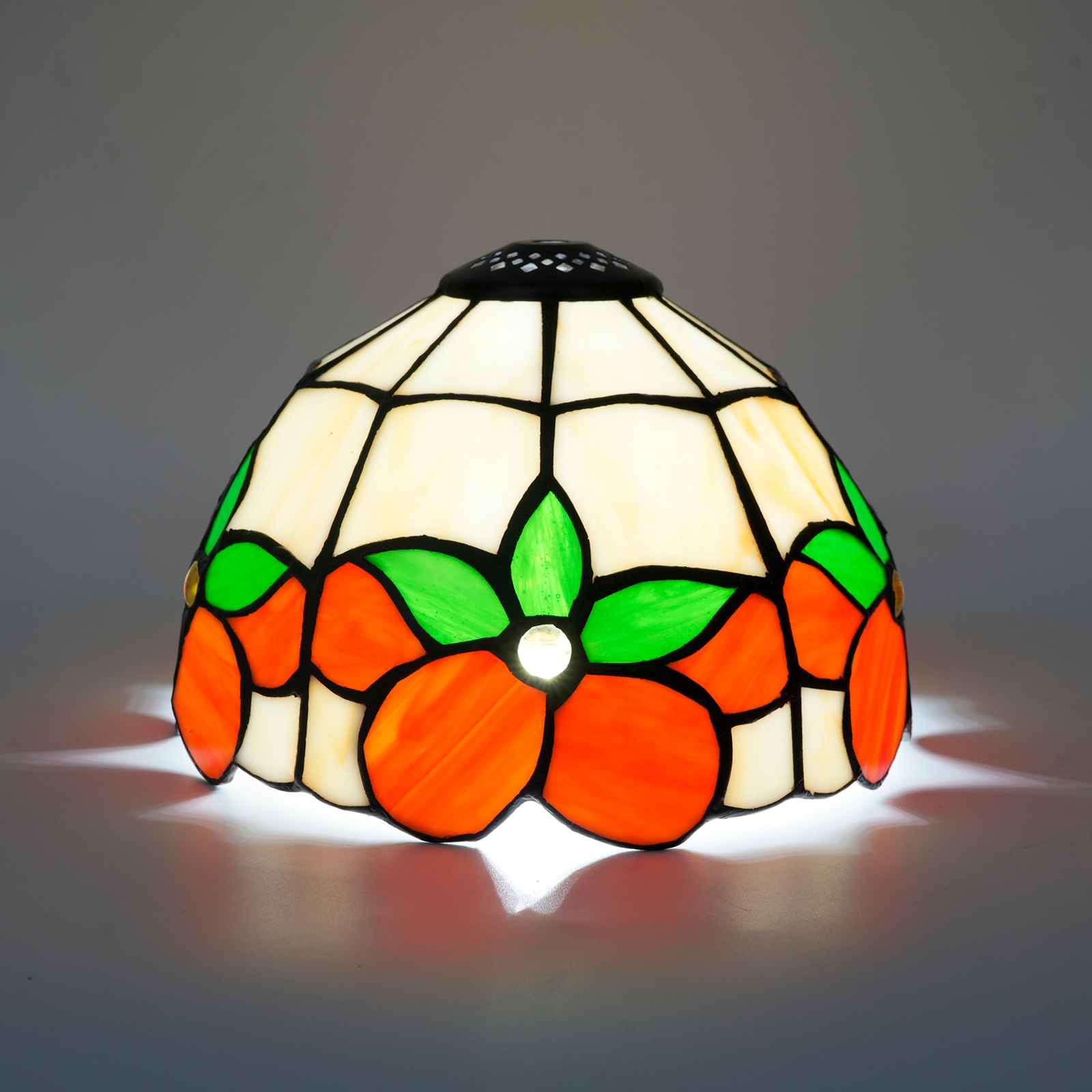 Blivuself Tiffany Lampshade 8 Inch Stained Glass Lampshade Vintage Handmade Small Mouth Replacement Lampshade Two Orange Adapted Table Lamp Chandelier Bedroom Dormitory Living Room And Other Classical Art Home Decoration DZ08076X