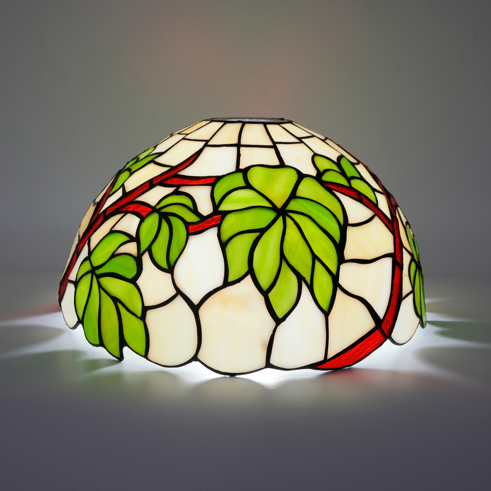 Blivuself Tiffany Lampshade 12 Inch Stained Glass Lampshade Vintage Hand Big Mouth Replacement Lampshade Green Grape Leaf Suitable For Floor Lamp Chandelier Bedroom Dormitory Living Room And Other Classical Art Home Decoration（DZ12035D）