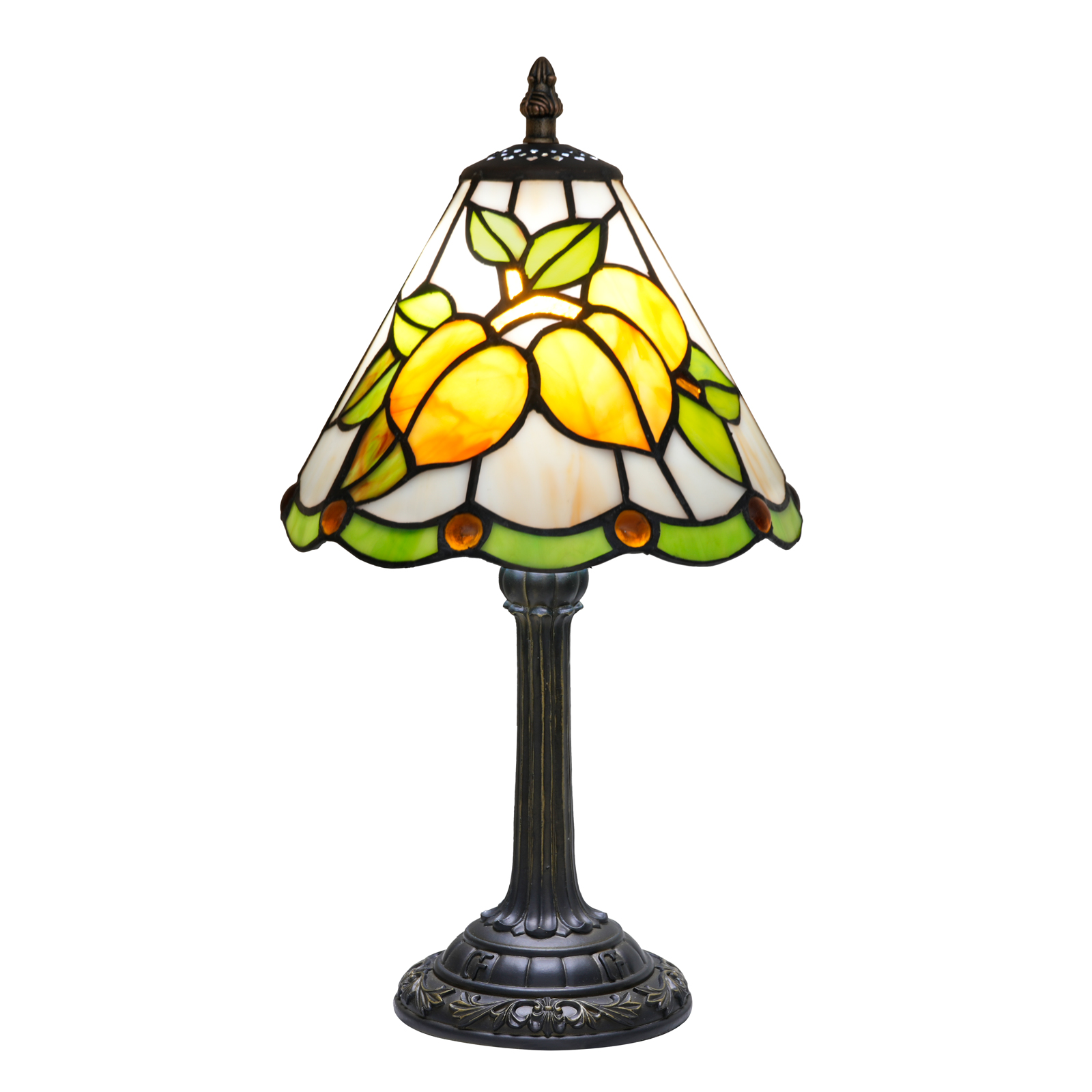 Blivuself Tiffany Table Lamp 8 Inch Stained Glass Lamp Classic Art Style Yellow Apricot Warm Color Lighting Eye Protection Reading Lamp Suitable For Study Bedroom Dining Room Office Tiffany Retro Style Home Decoration（OFU1321）
