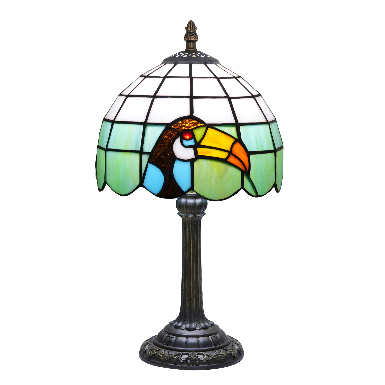 Blivuself Tiffany Lamp 8 Inch Stained Glass Table Lamp Classic Art Style Toucan Warm Color Lighting Eye Protection Reading Lamp Suitable For Study Bedroom Dining Room Office Tiffany Retro Style Home Decoration（OFU1322）