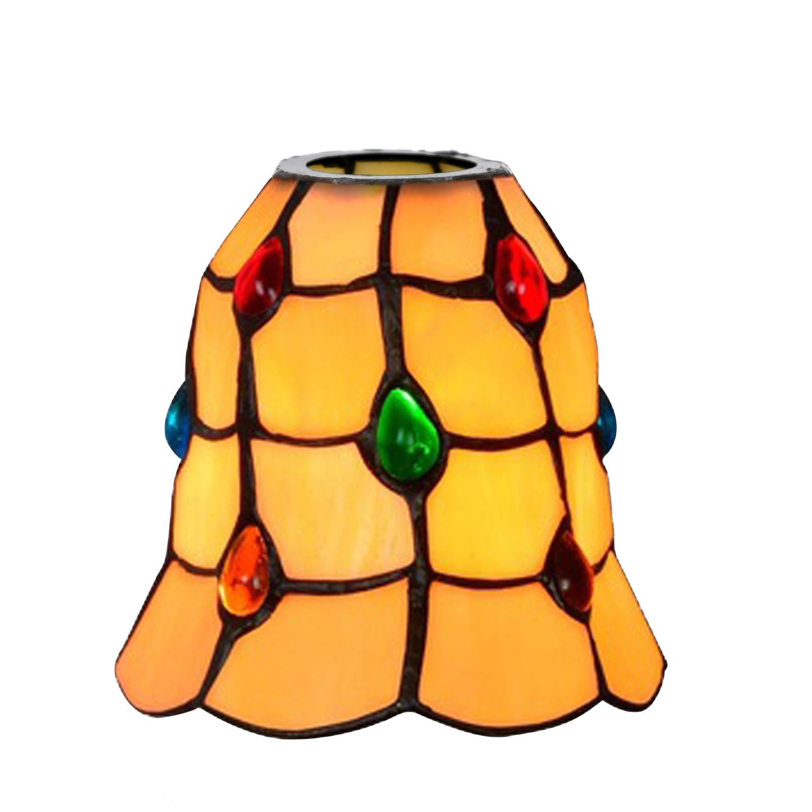 Blivuself Tiffany Lampshade Handcrafted Stained  Glass Lampshade, 6-Inch Colored Bead Replacement Lampshade Chandelier Wall Lamp And Other Classic Tiffany Style Retro Country Home Decoration Craftsmanship (1 Piece, Zb6083)