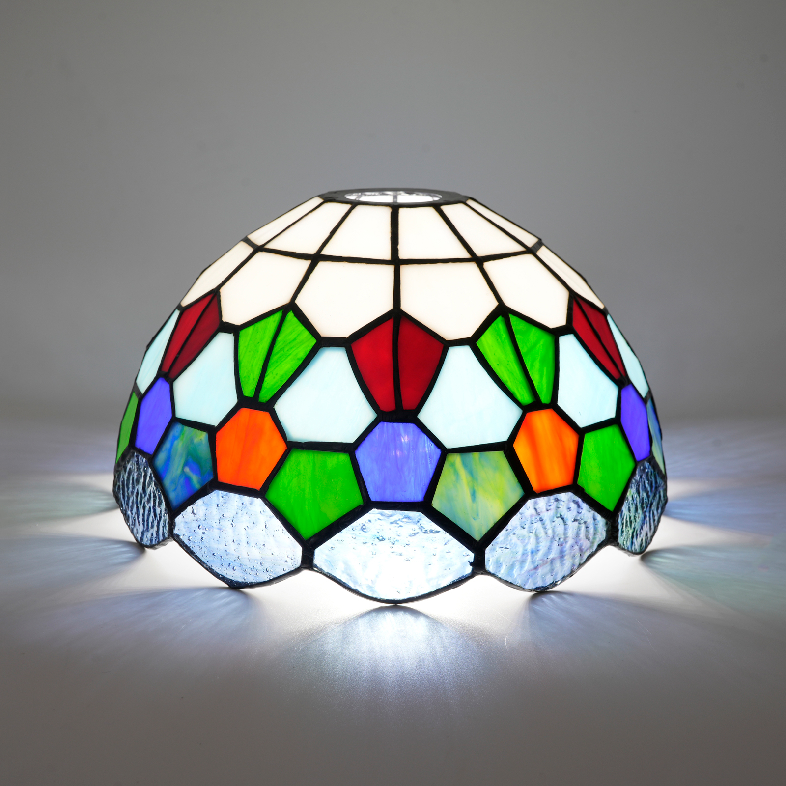 Blivuself Tiffany Lampshade Handcrafted Stained Glass Lampshade 10-Inch Colored Wide-Mouth Replaceable Lampshade Floor Lamp Chandelier Ceiling Lamp And Other Tiffany Style Retro Home Decoration Classic Craftsmanship (1 Piece, Dz08043d)