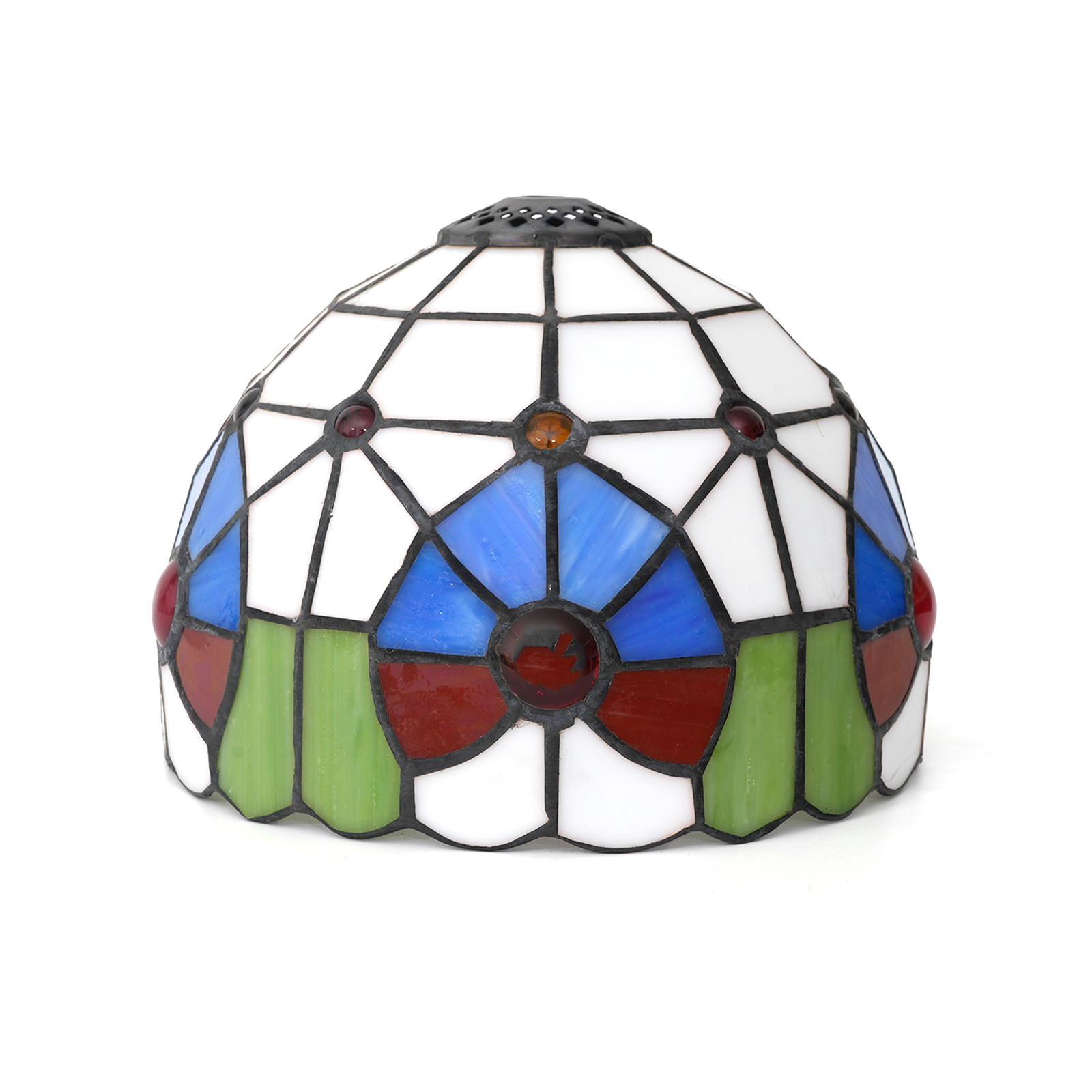 Blivuself Tiffany Lampshade Handcrafted Stained Glass Lampshade 8-Inch White Porcelain Colored Grid Small Hole Replacement Lampshade, Table Lamp Chandelier Ceiling Lamp And Other Tiffany Style Retro Home Decoration Classic Craftsmanship (1 Piece, Dz08067x)