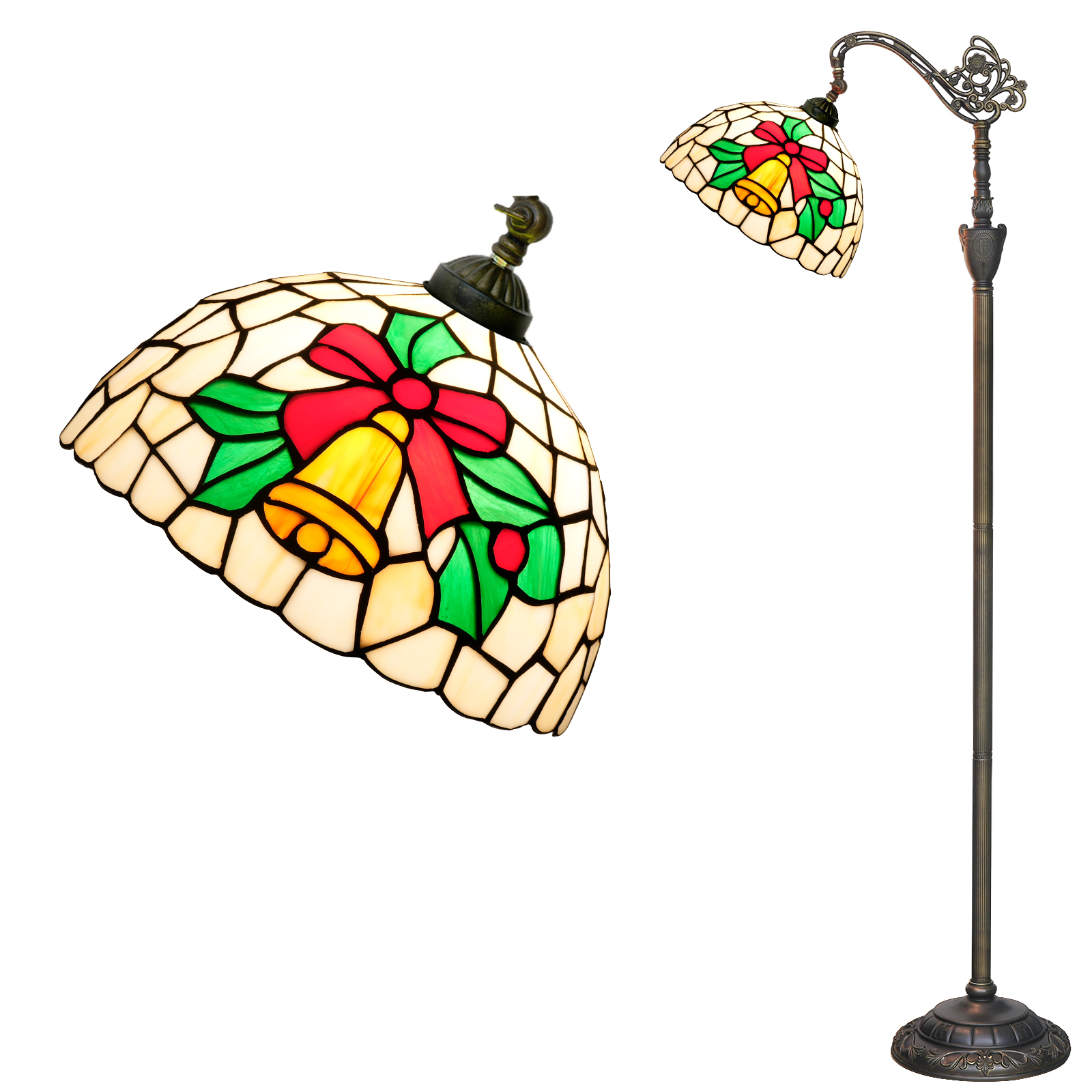Blivuself Tiffany Floor Lamp Yellow Bell Stained Glass Lamp Upright Antique Floor Lamp Adjustable Warm Light Reading Lamp Adaptation Bedroom Living Room Study Office And Other Tiffany Style Retro Home Decoration Christmas Gifts OFX045